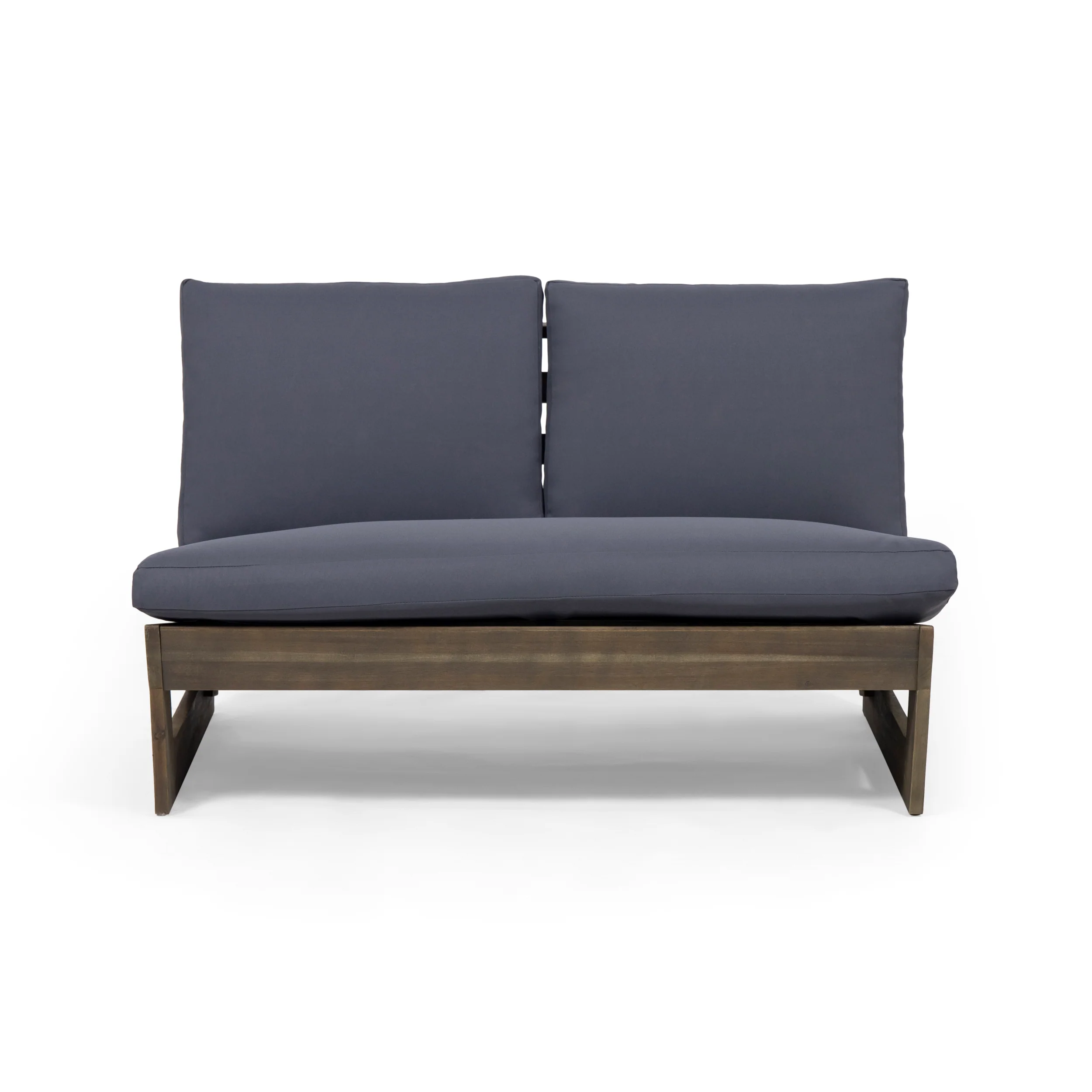 Emma Outdoor Acacia Wood Loveseat with Cushions - furnishings
