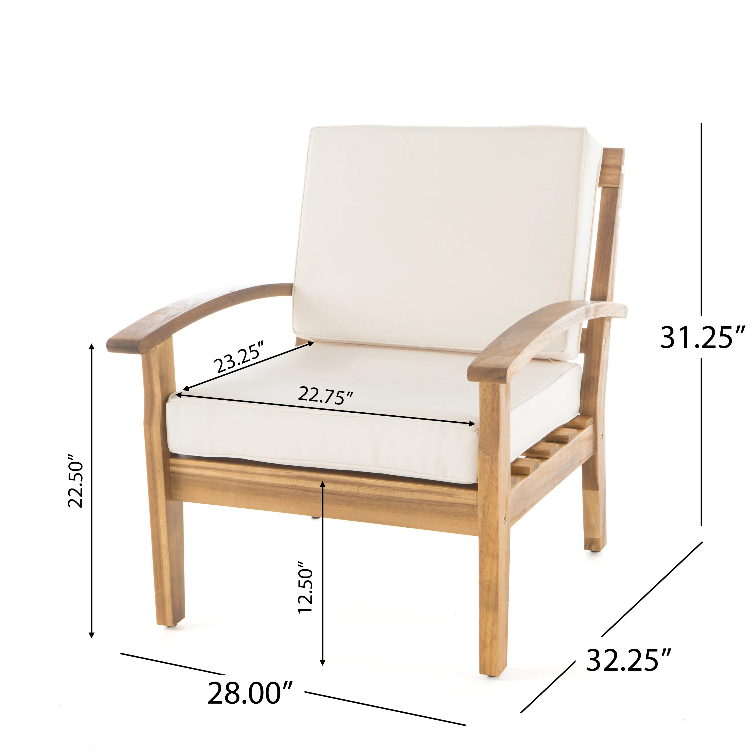 Peyton 4 Pc Acacia Wood Chat Set w/ Water Resistant Cushions - furnishings