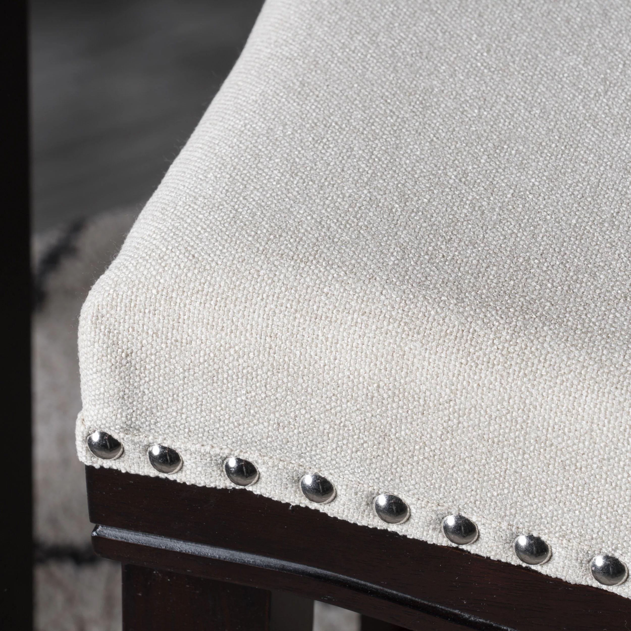 Estes Studded 30 Inch Beige Fabric Saddle Barstool, Set of 2 - furnishings