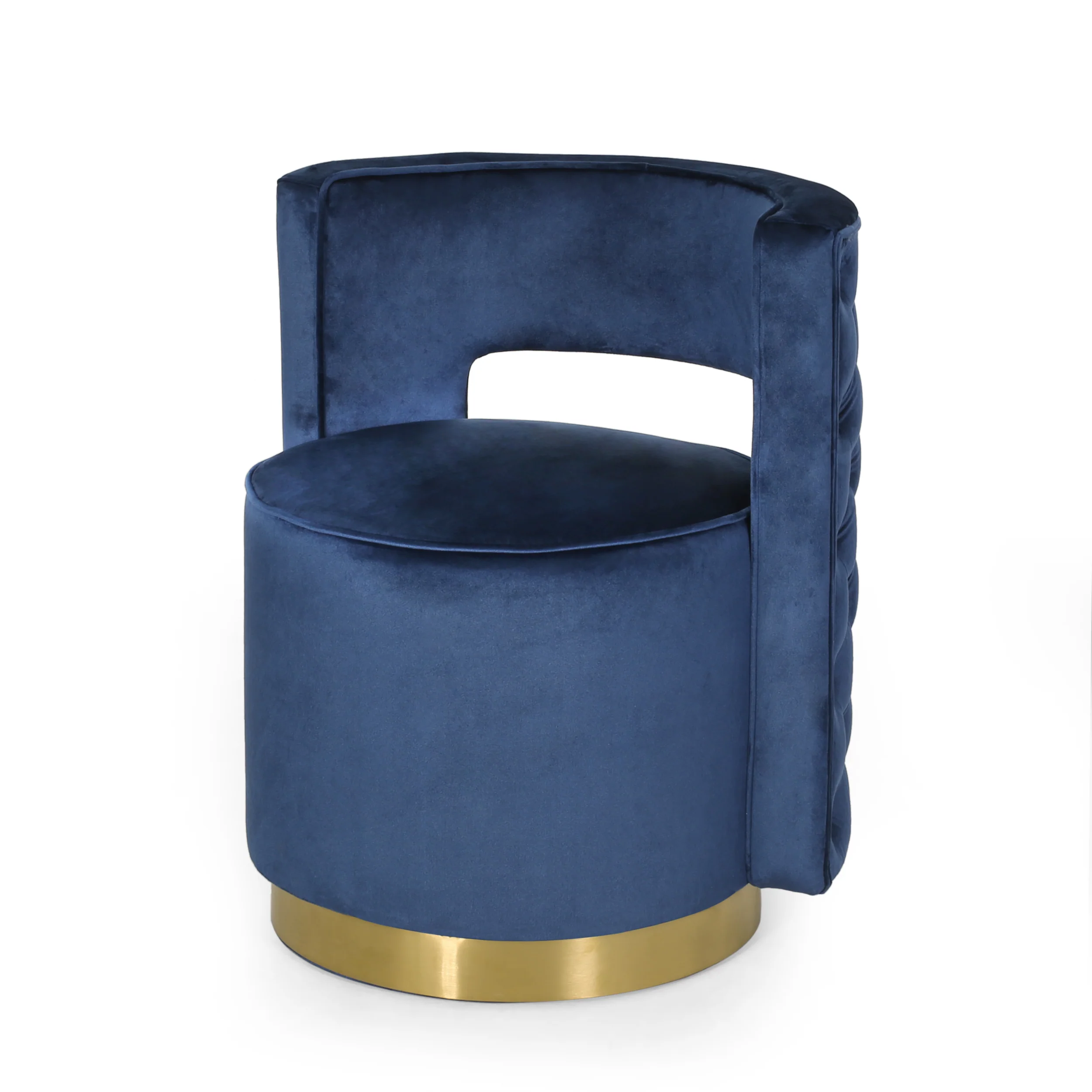 Freas Modern Glam Round Open Back Velvet Swivel Club Chair - furnishings