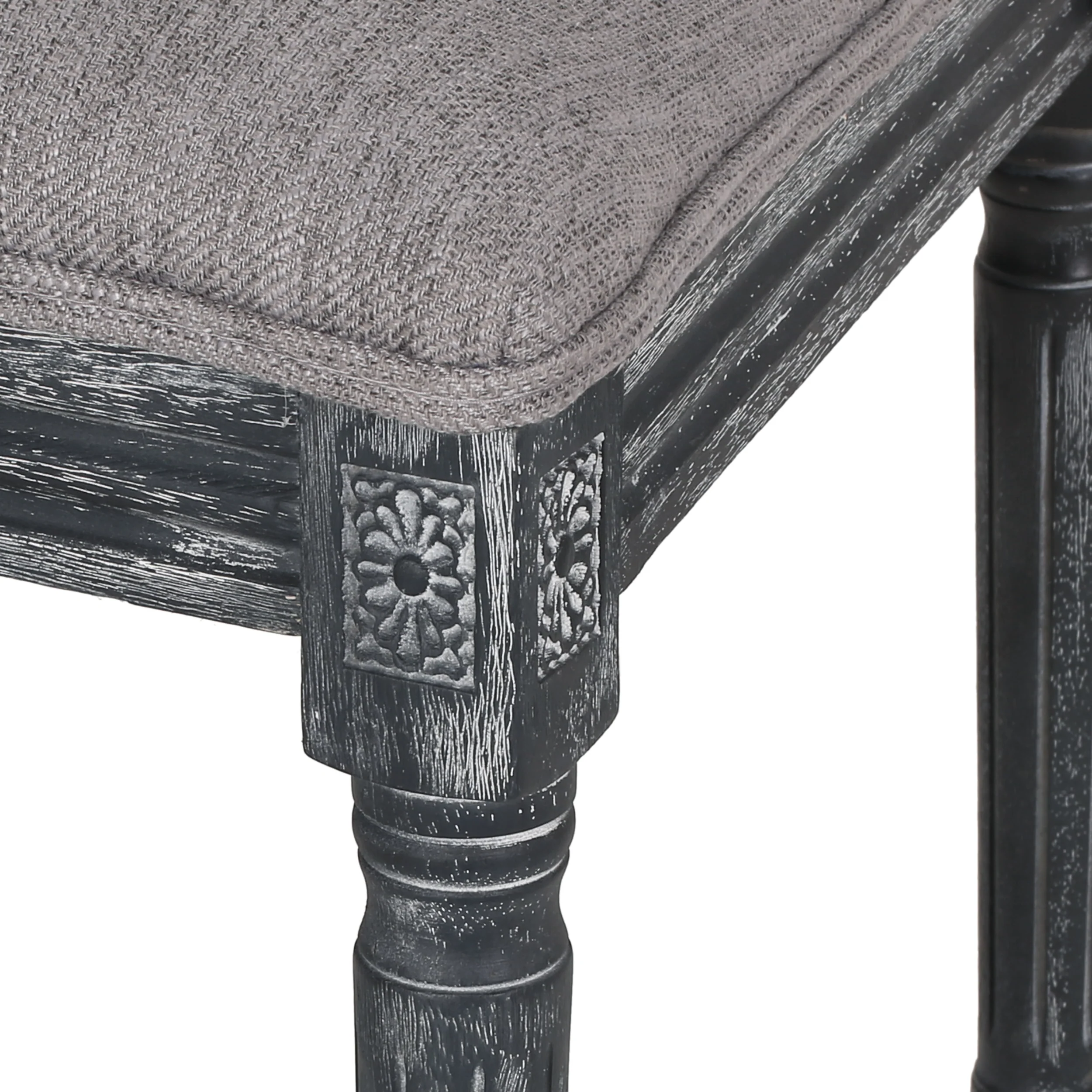 Merlene French Country Fabric Upholstered Wood 5 Piece Circular Dining Set - furnishings