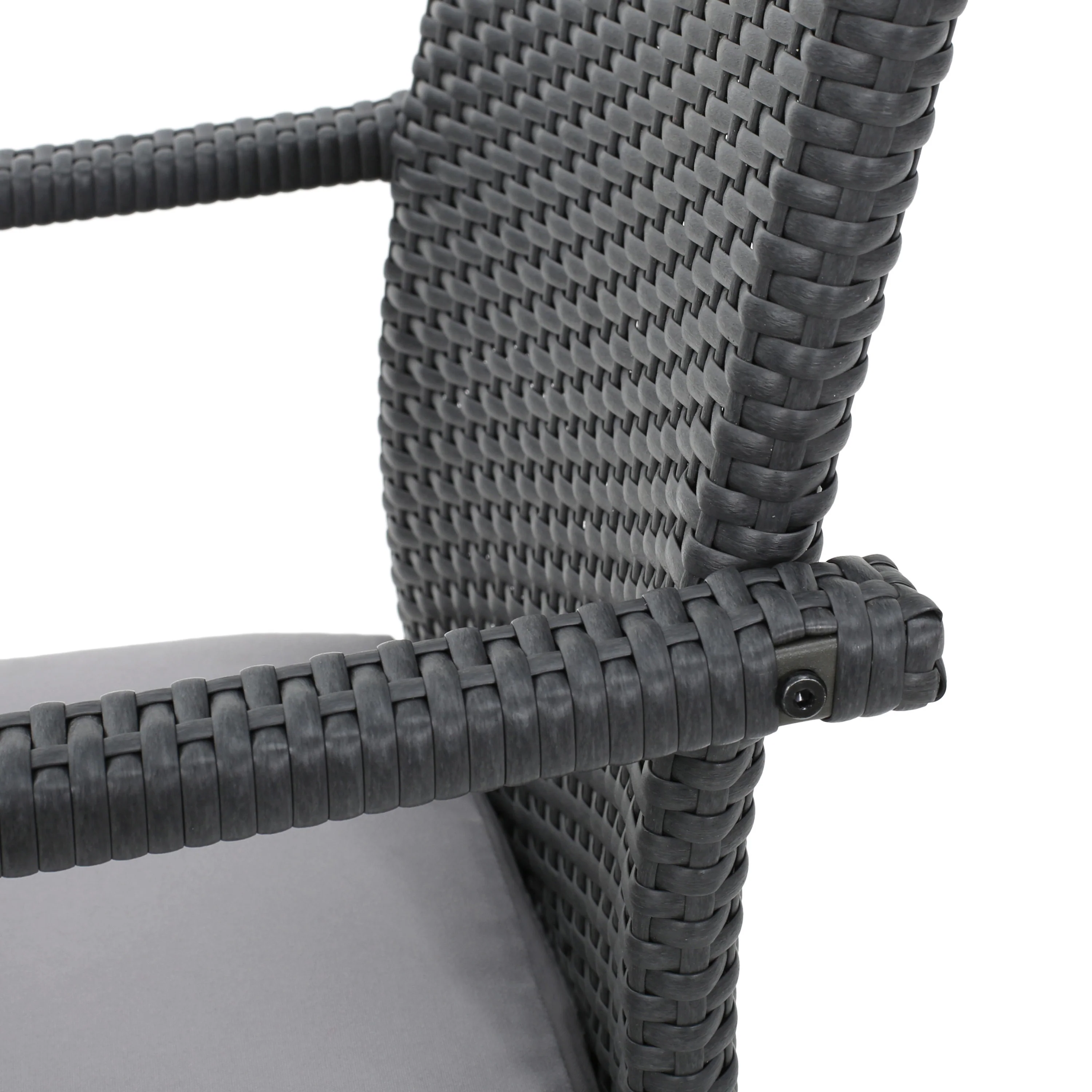 Lowell Outdoor 7 Piece Wood and Wicker Dining Set, Gray and Gray - furnishings