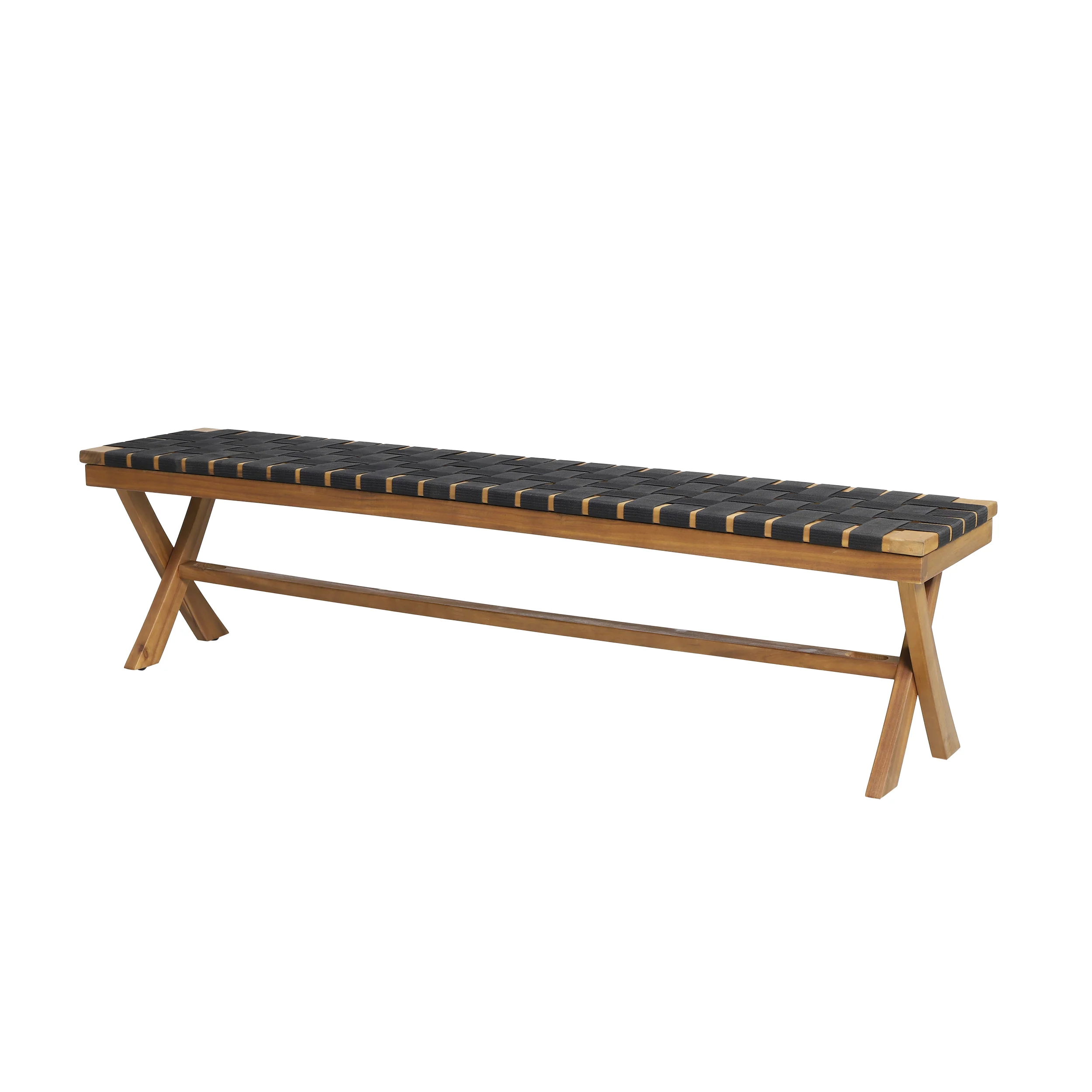 Angie Outdoor Acacia Wood Bench with Rope Seating - furnishings