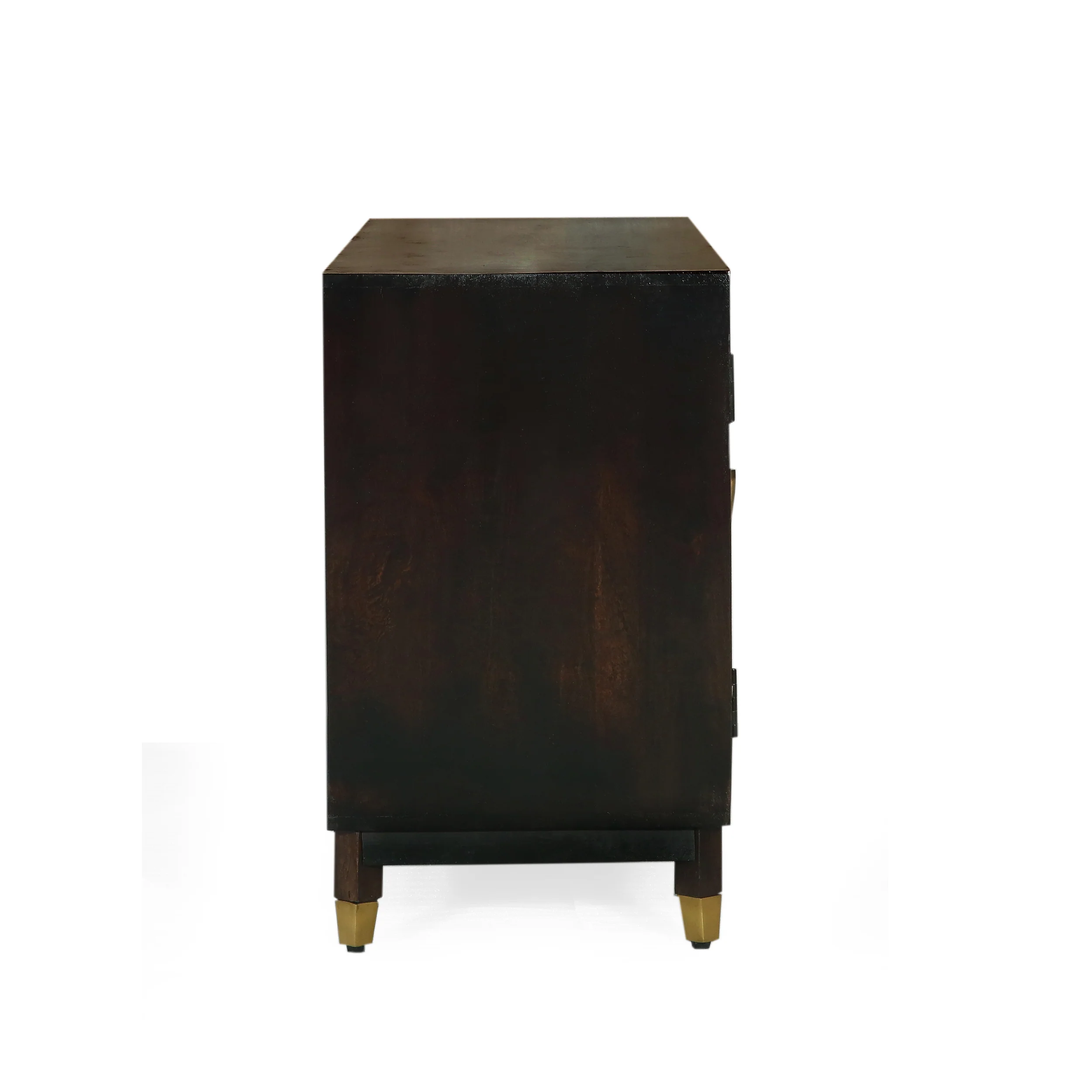 Graniss Boho Handmade Mango Wood 3 Door Sideboard, Walnut and Natural - furnishings
