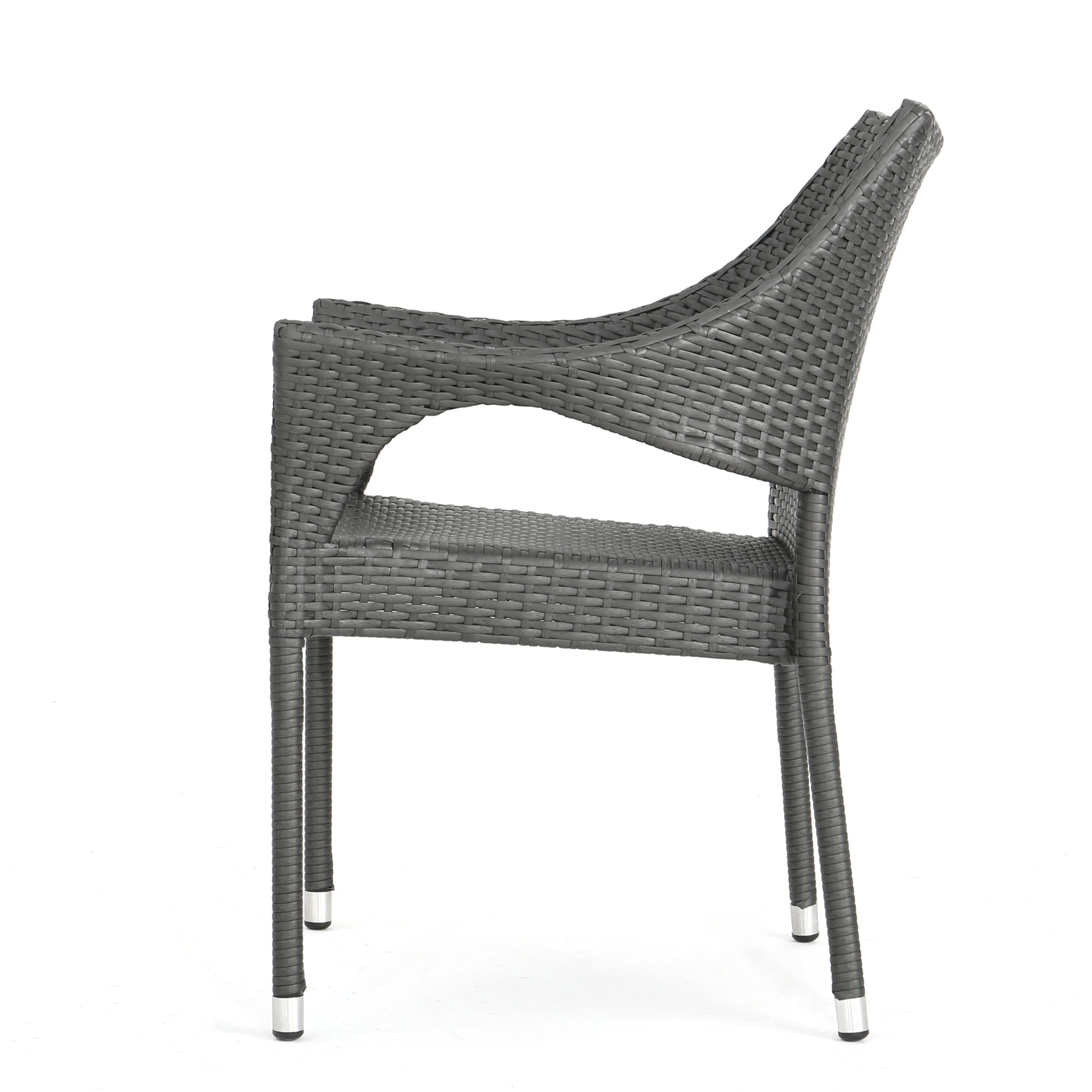 Kado Outdoor 7 Piece Wood and Wicker Dining Set, Gray and Gray - furnishings