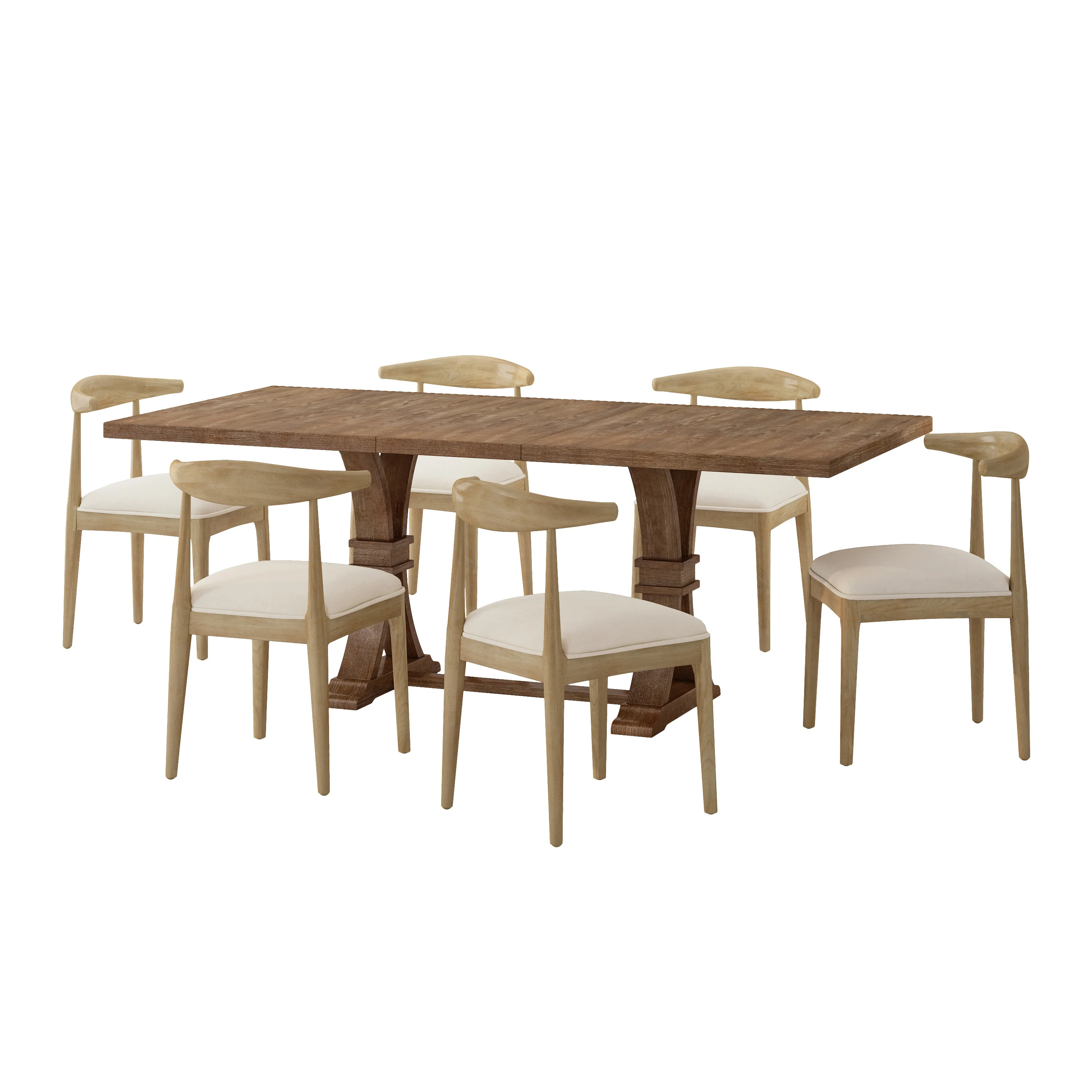 Derring Contemporary Fabric Upholstered Wood 7 Piece Dining Set - furnishings