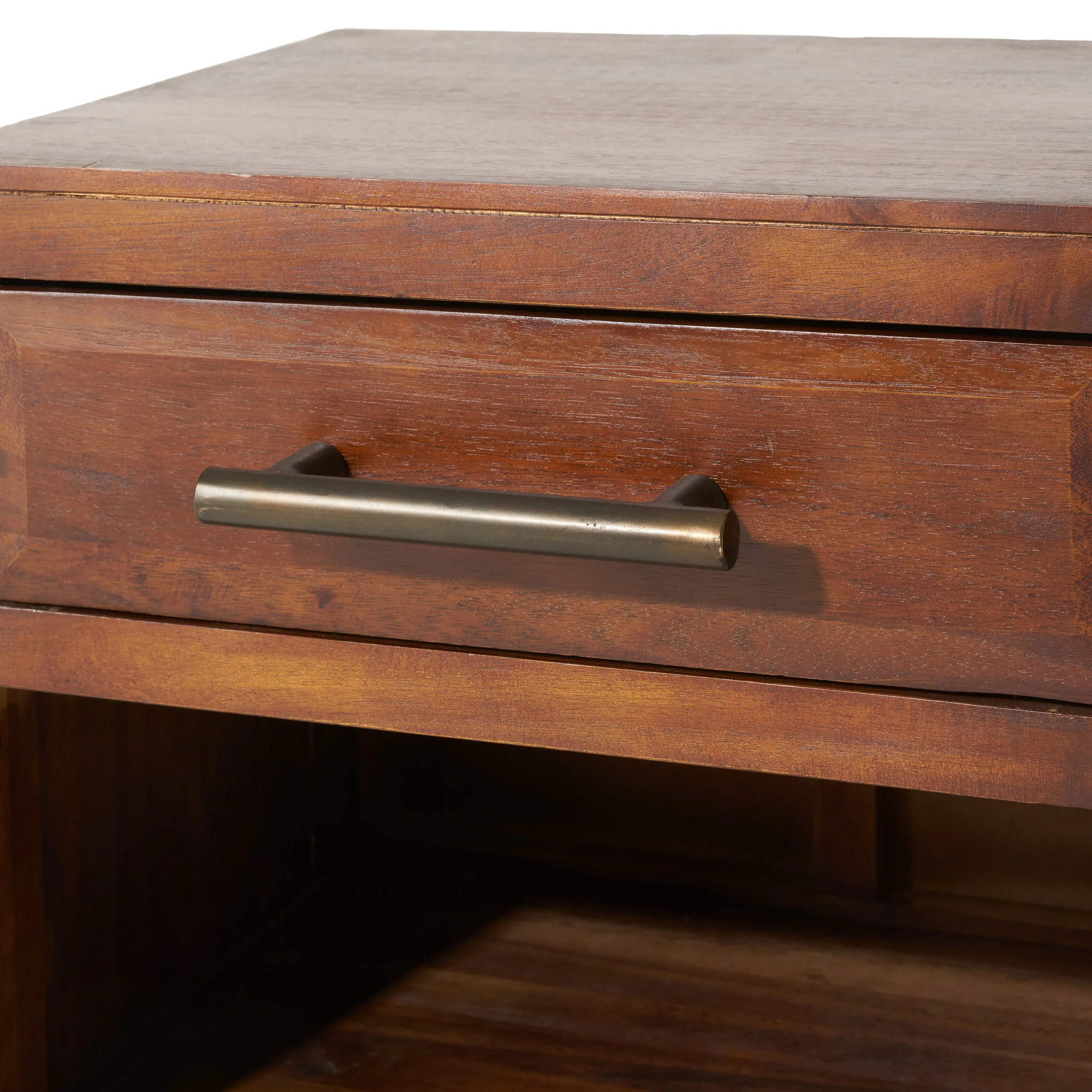Glendora Brown Mahogany Solid Wood Single Drawer End Table Nightstand - furnishings