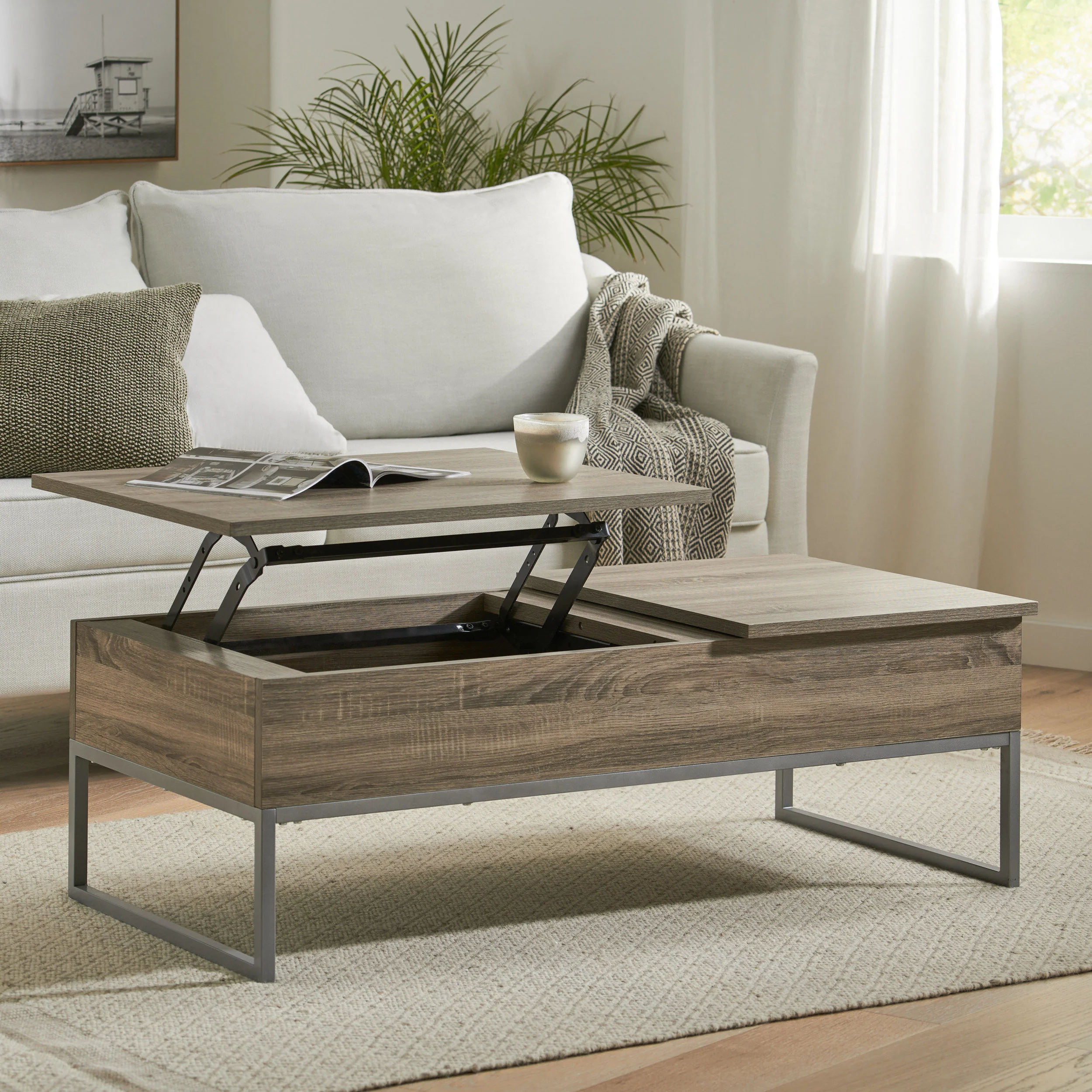Cerise Rectangle Lift Top Storage Coffee Table - furnishings
