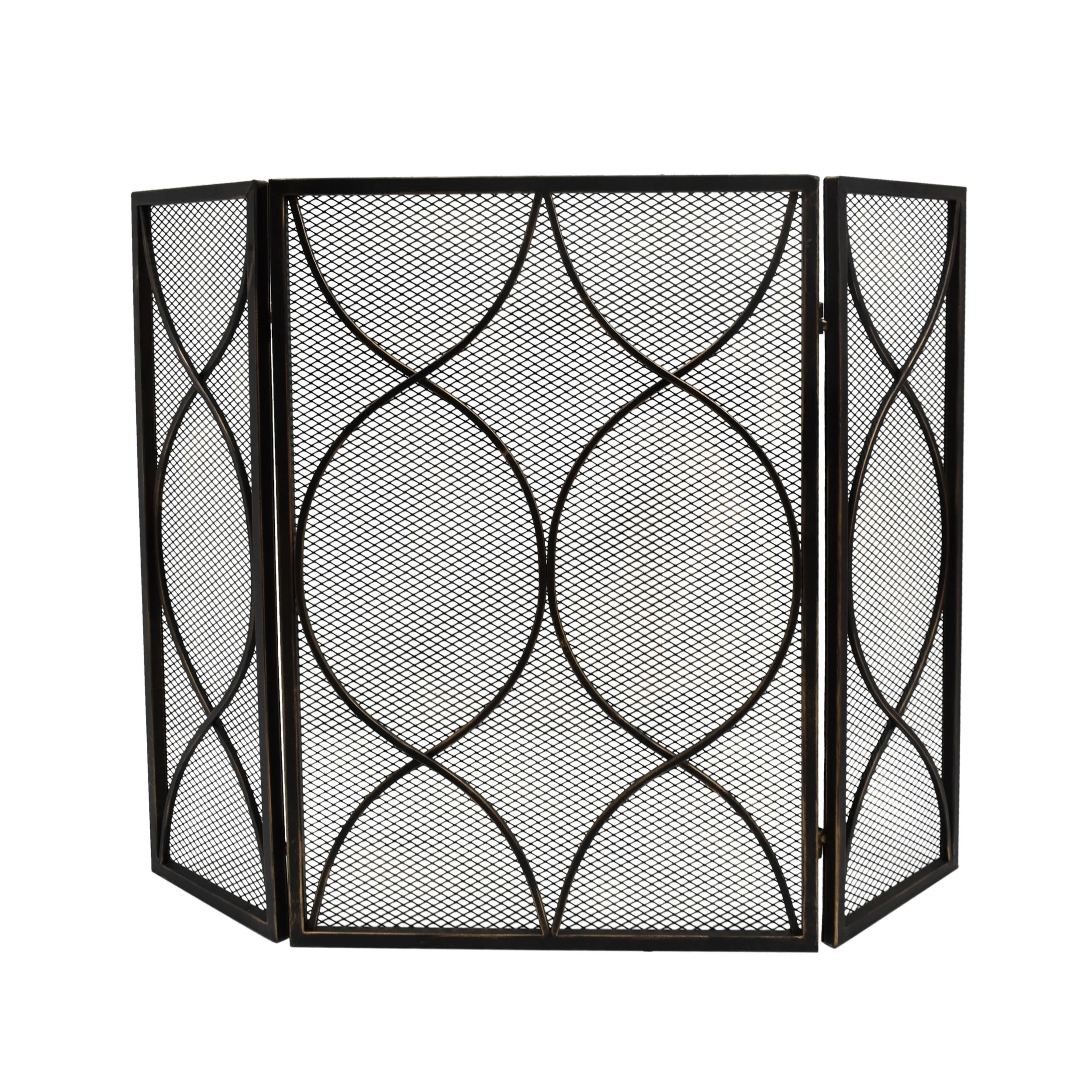 Laylah Modern Three Panel Iron Firescreen - furnishings