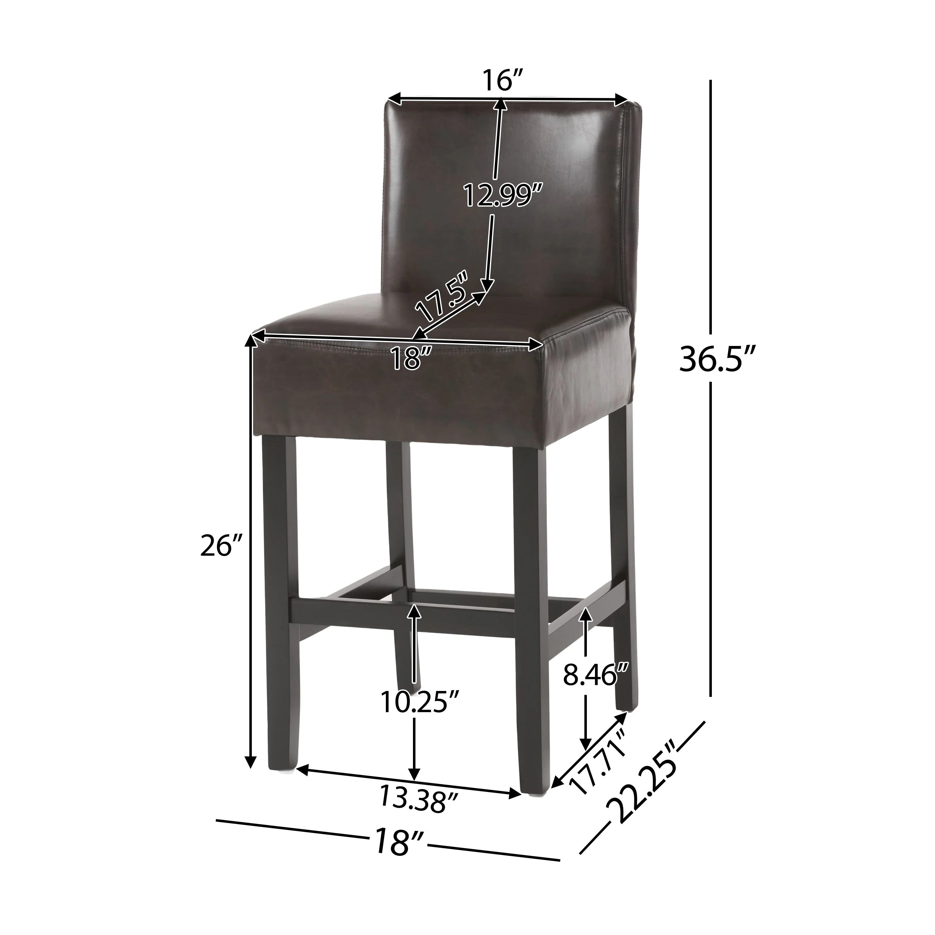 Peterborough Modern 26-Inch Leather Counter Stool (Set of 2) - furnishings