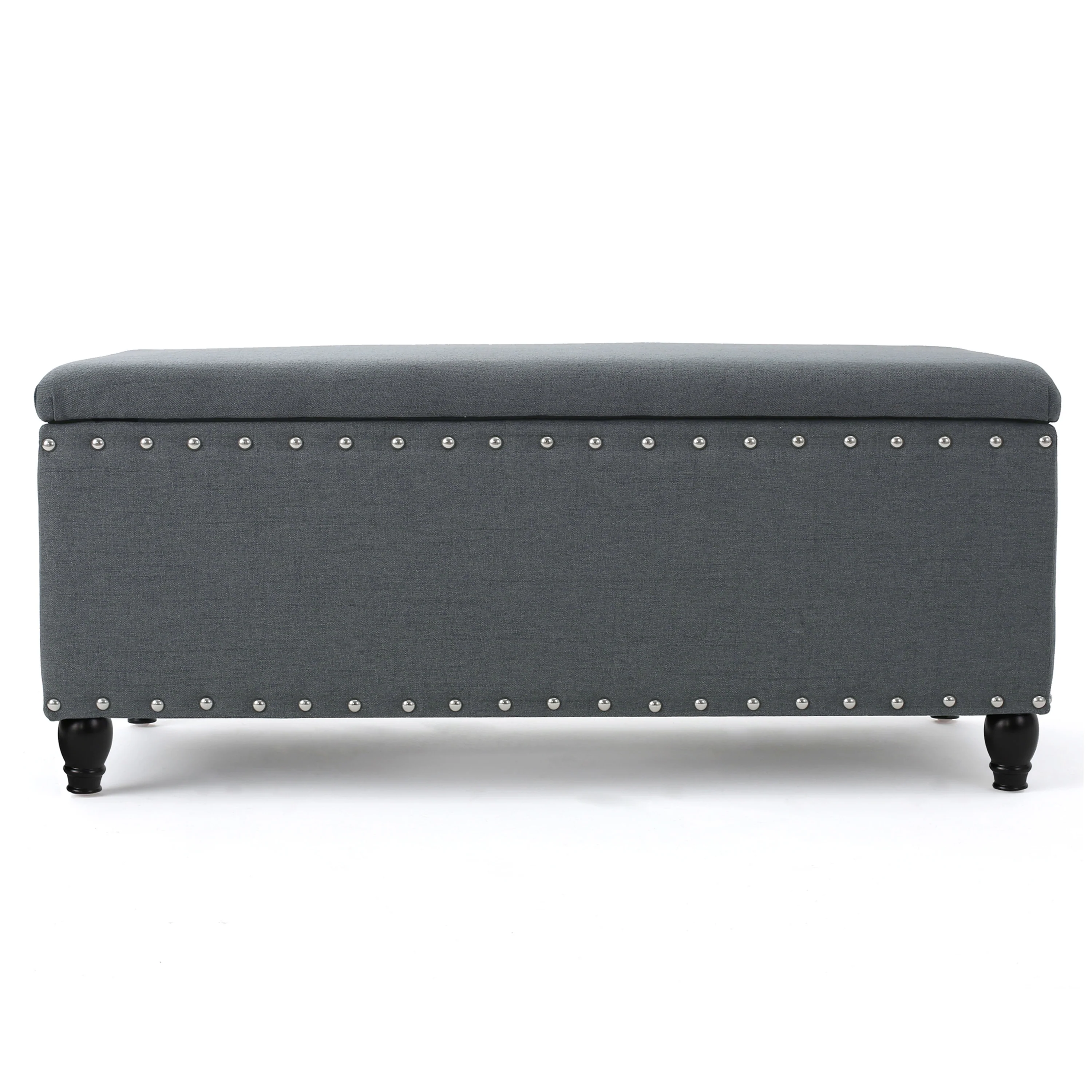 Tatiana Contemporary Fabric Storage Ottoman with Nailhead Trim - furnishings