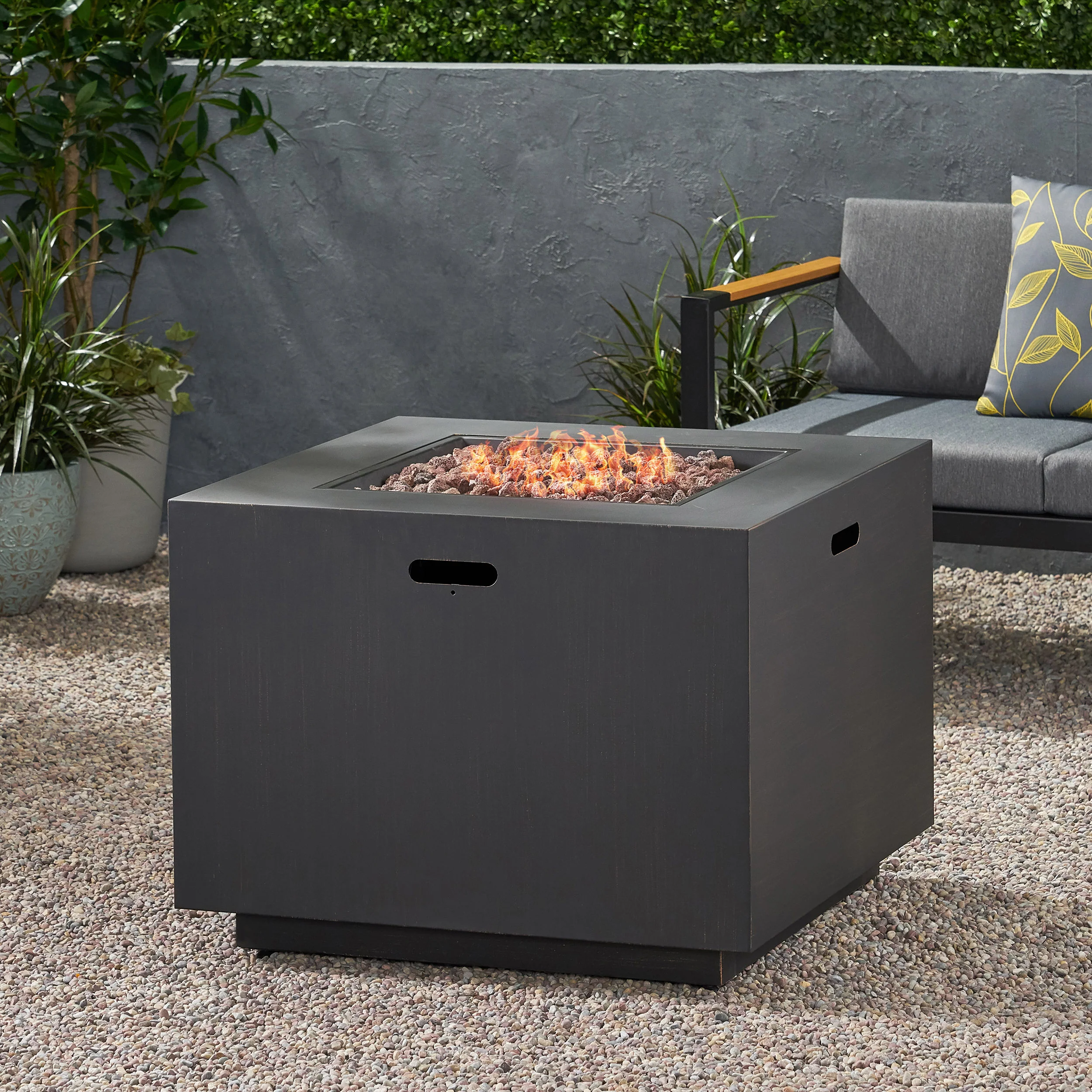 Jasmine Outdoor 33-Inch Square Fire Pit - furnishings