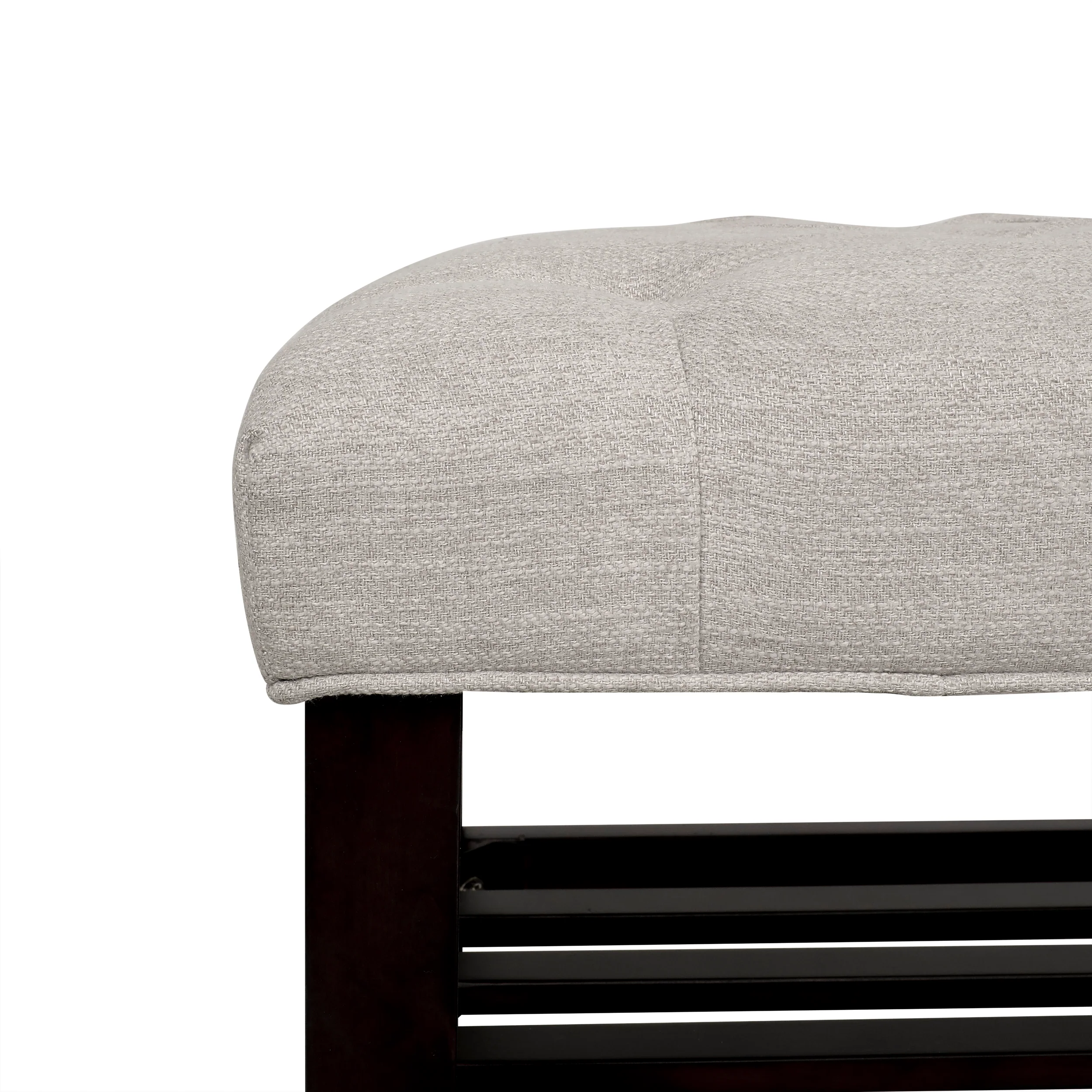 Pelon Contemporary Button Tufted Bench with Shelf - furnishings