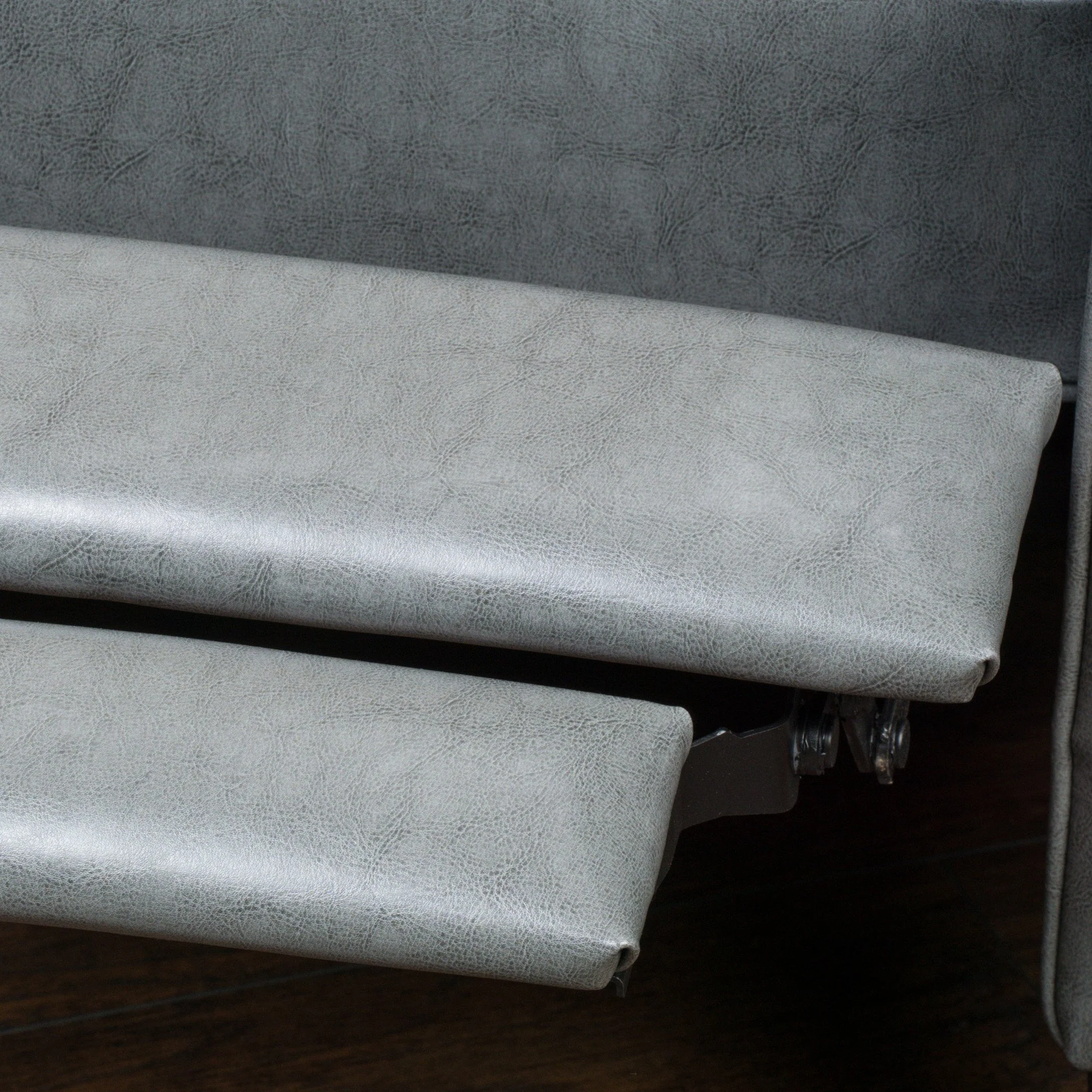 Elan Contemporary Tufted Dark Gray Bonded Leather Recliner with Tapered Legs - furnishings