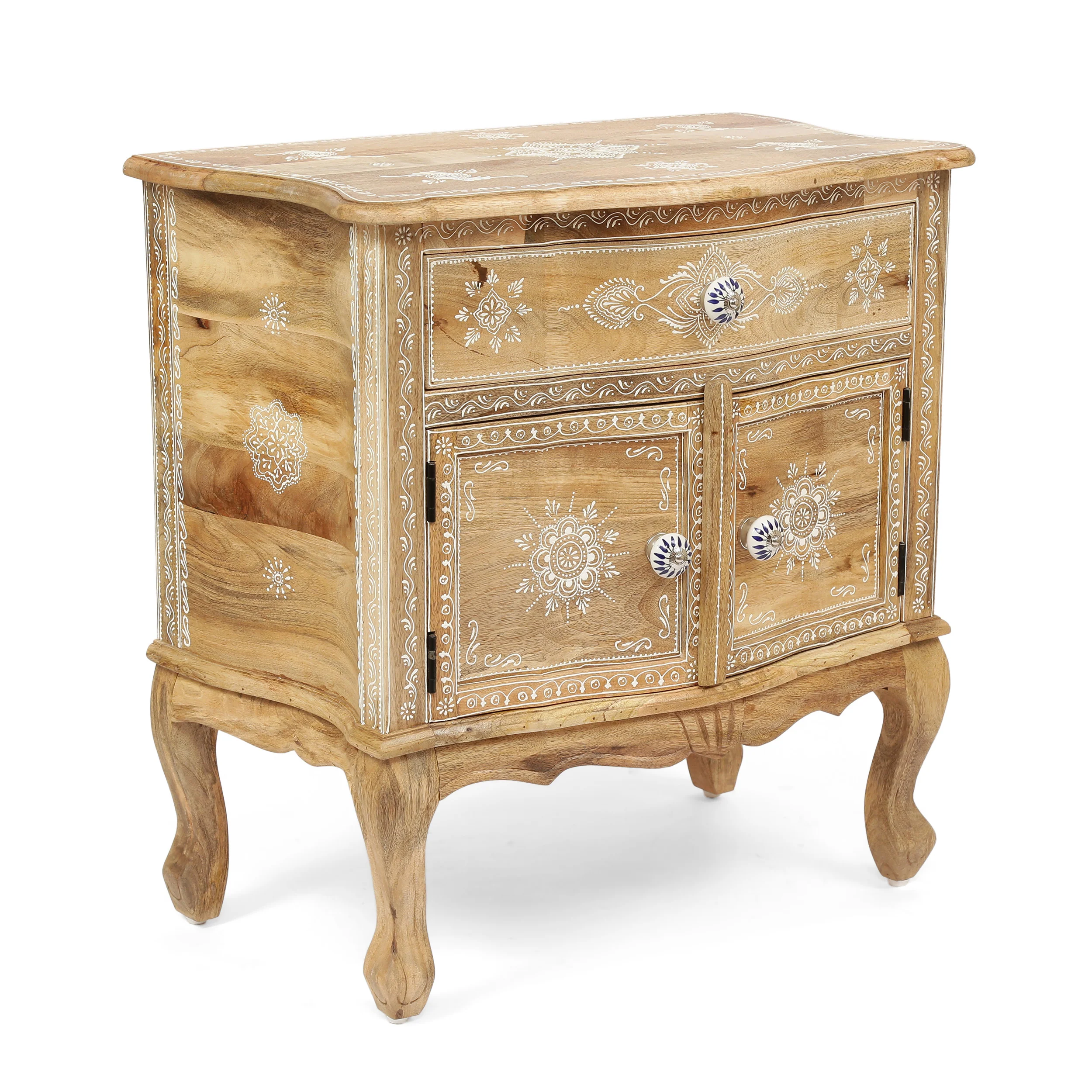 Naylor Handcrafted Boho Mango Wood Cabinet - furnishings