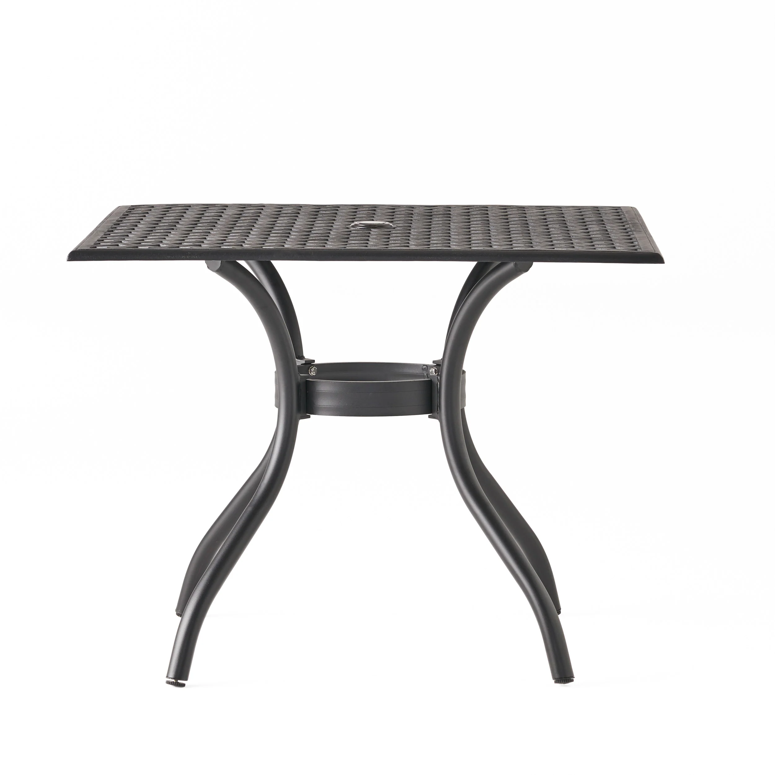 Marietta Traditional Outdoor 5-Piece Black Sand Cast Aluminum Dining Set - furnishings