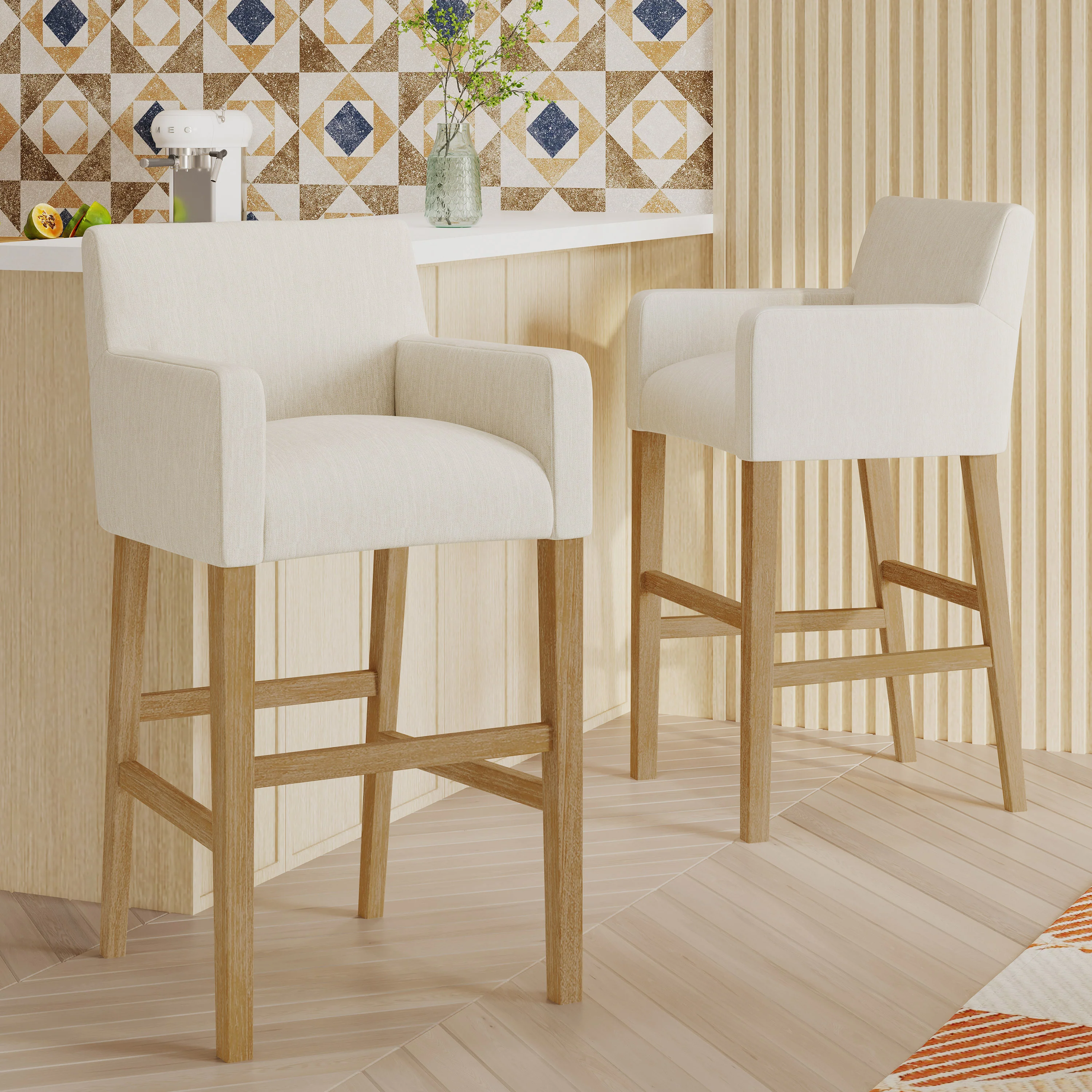 Chaparral Contemporary Fabric Upholstered Wood 30.5 inch Barstools (Set of 2) - furnishings