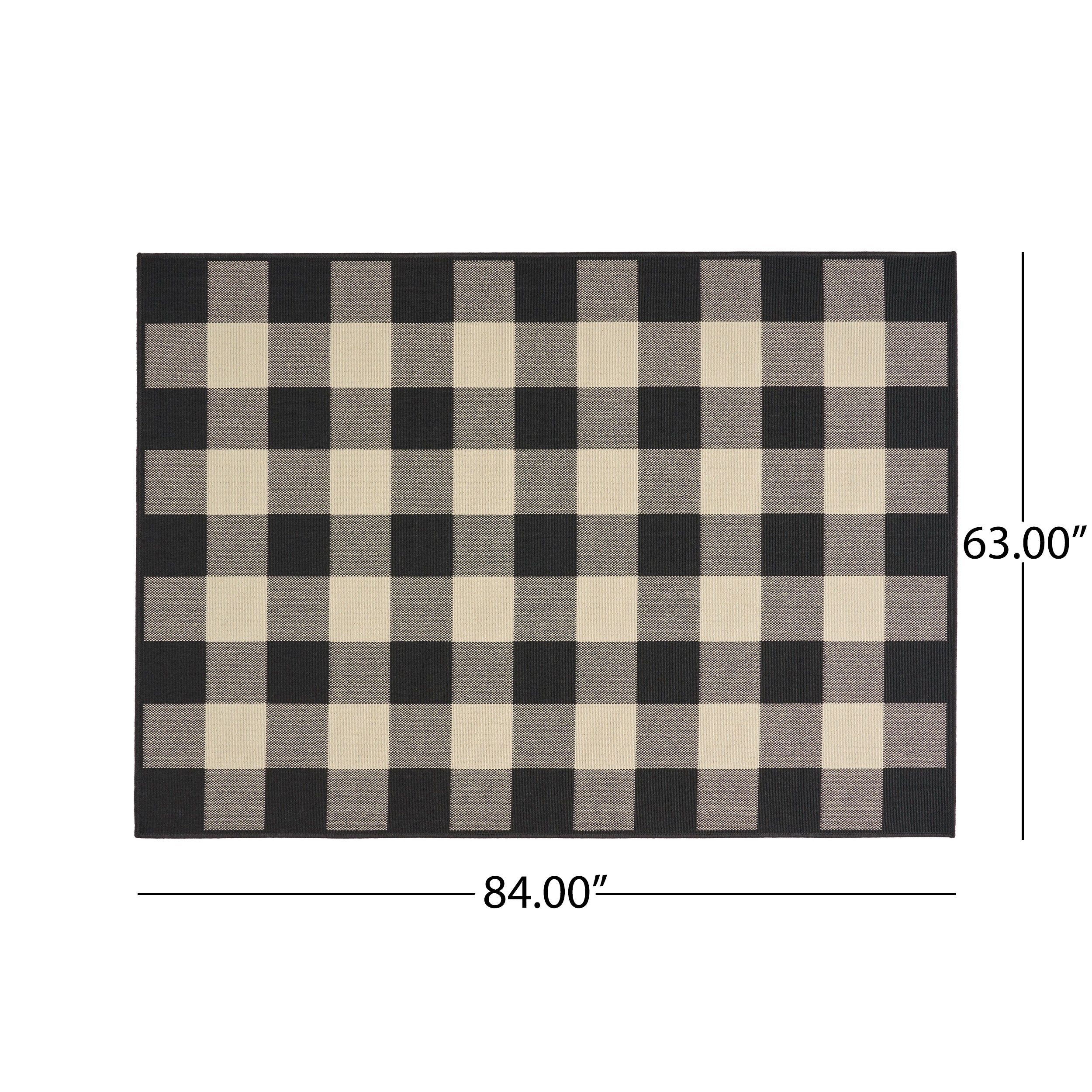 Jessica Outdoor Check Area Rug, Black and Ivory - furnishings