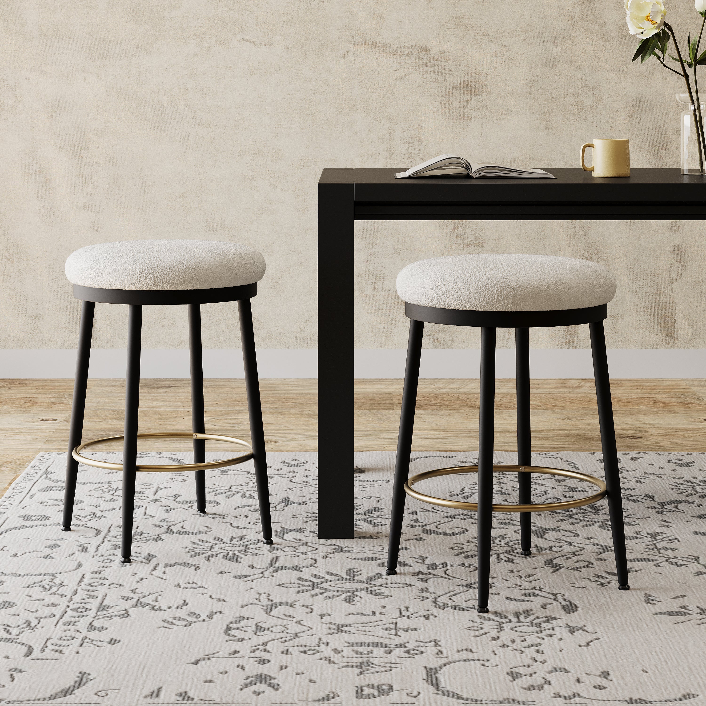 Cedara Modern Upholstered Cushioned Counter Stools with Footrest - furnishings