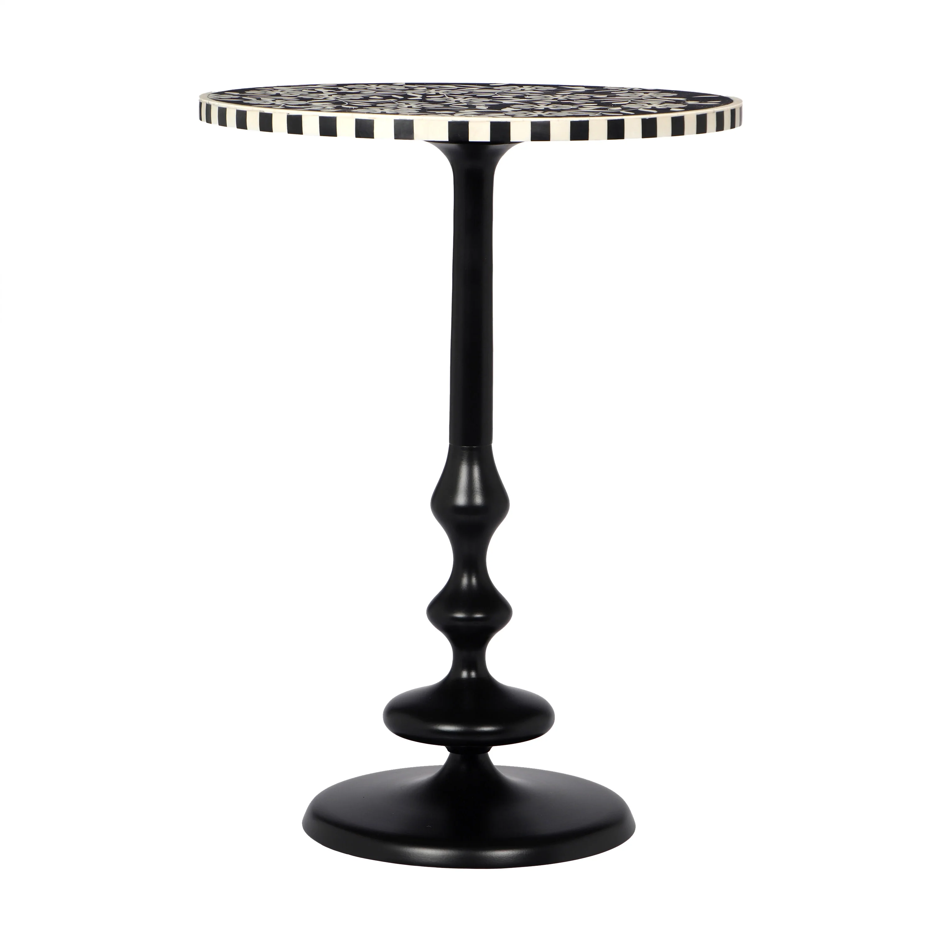 Civona Round End Table Side Table with Geometric Patterned Top - furnishings