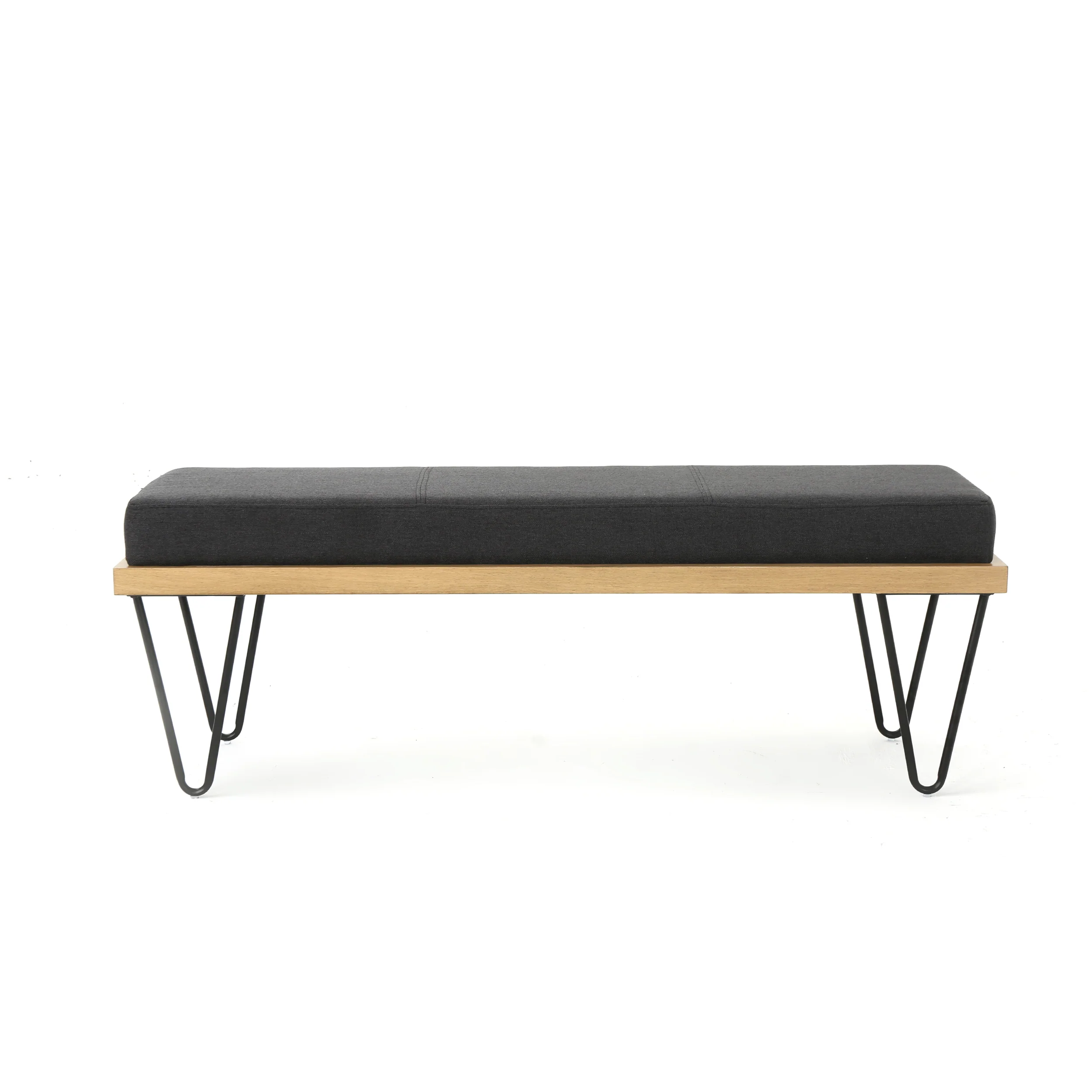 Elaina Industrial Modern Fabric Bench - furnishings