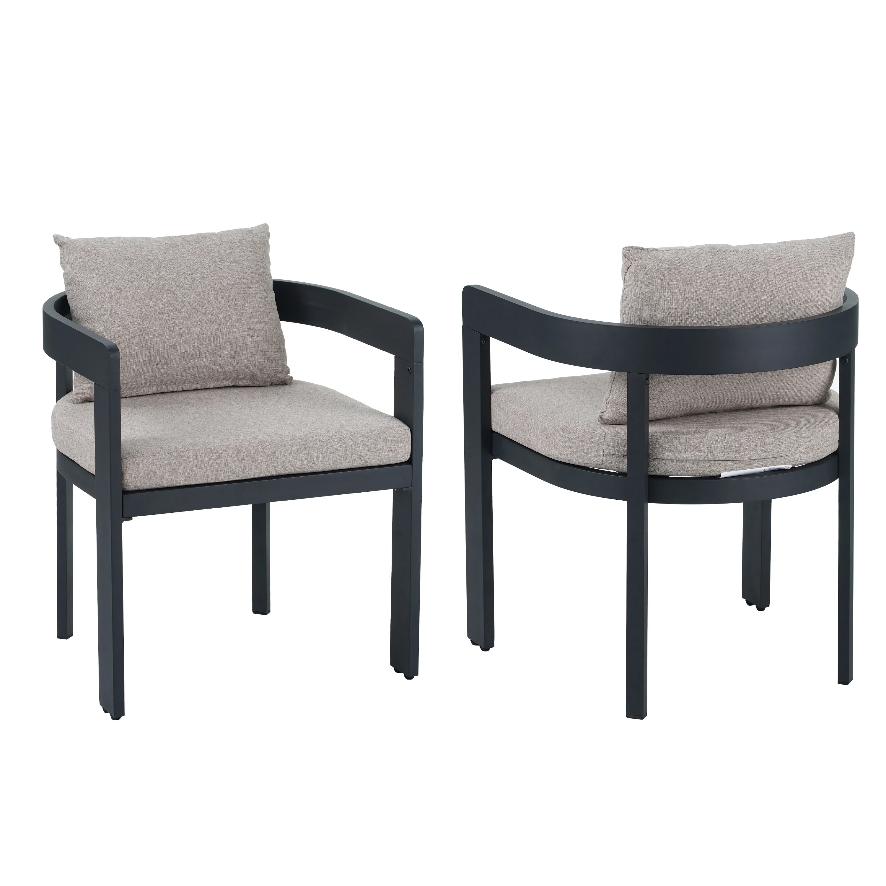 Olaly Modern Boucle Dining Chairs with Arms & Aluminum Frame - furnishings