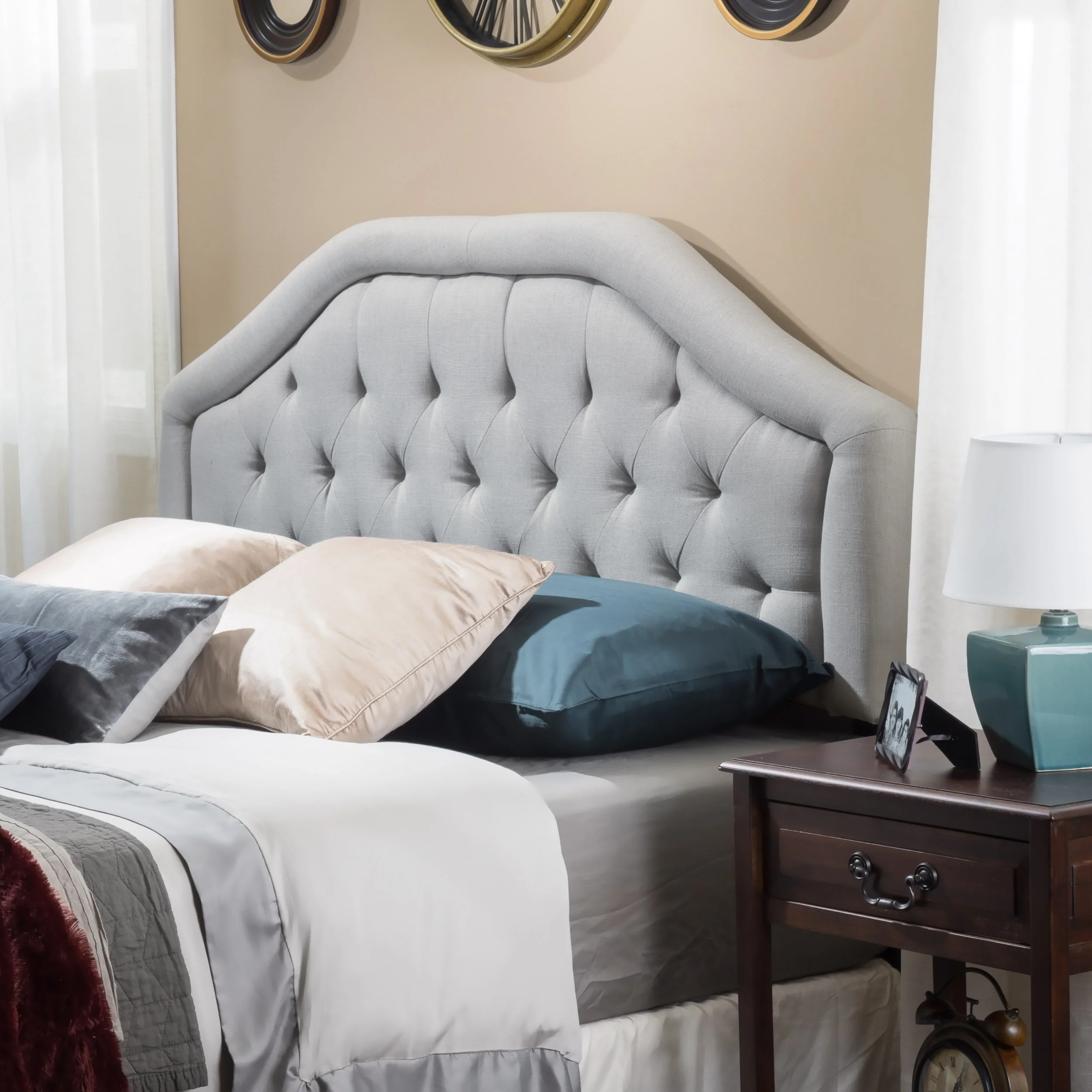 Celina Queen Tufted Adjustable Fabric Headboard - furnishings