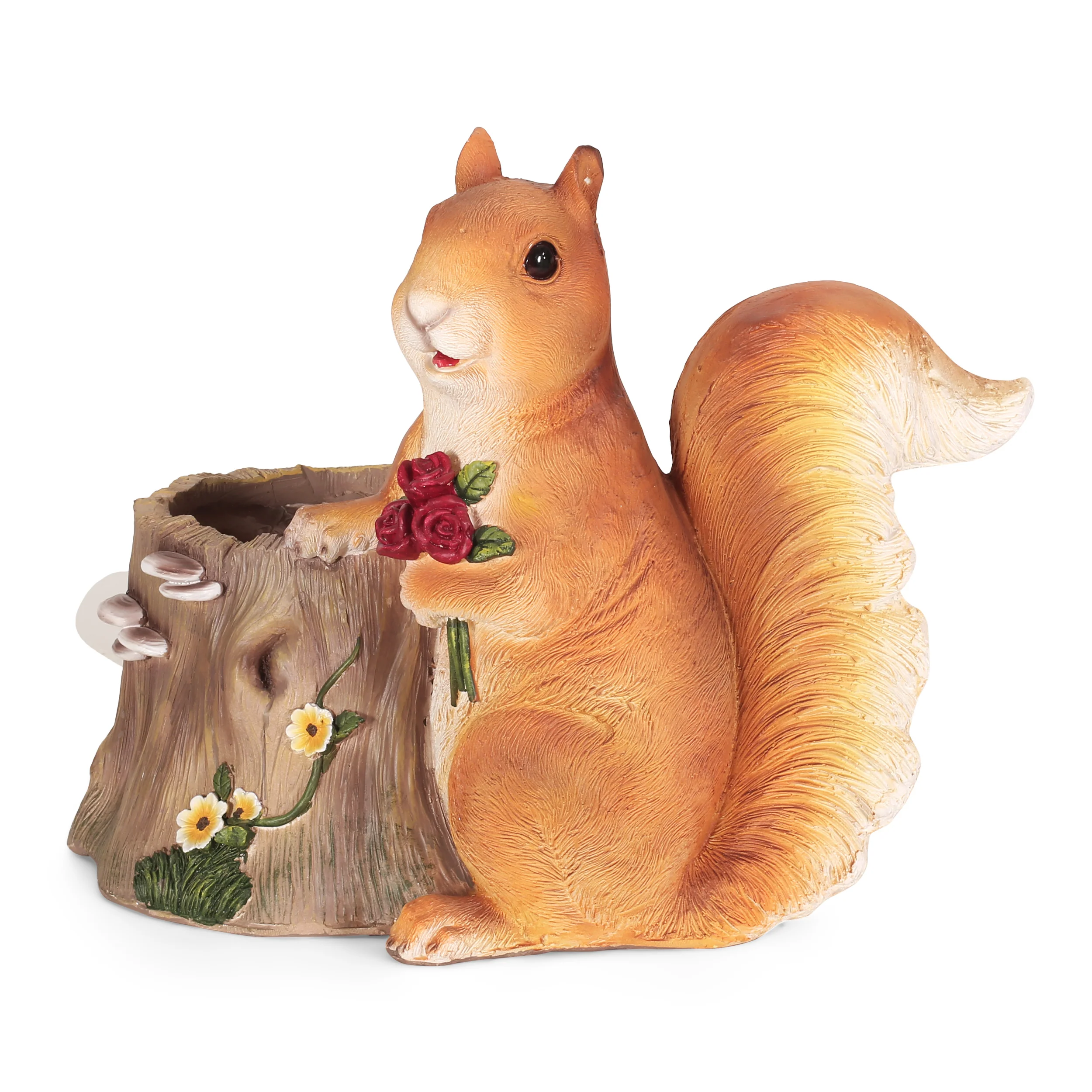 Wallen Outdoor Decorative Squirrel Planter, Brown - furnishings