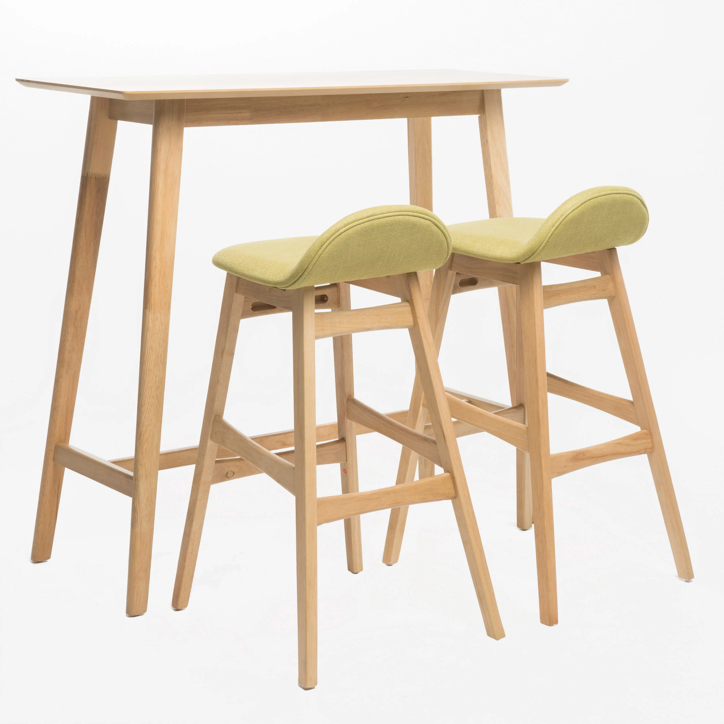 Margaret Mid-Century Modern 3 Piece Wood Finish Bar Set with Upholstered Seating - furnishings