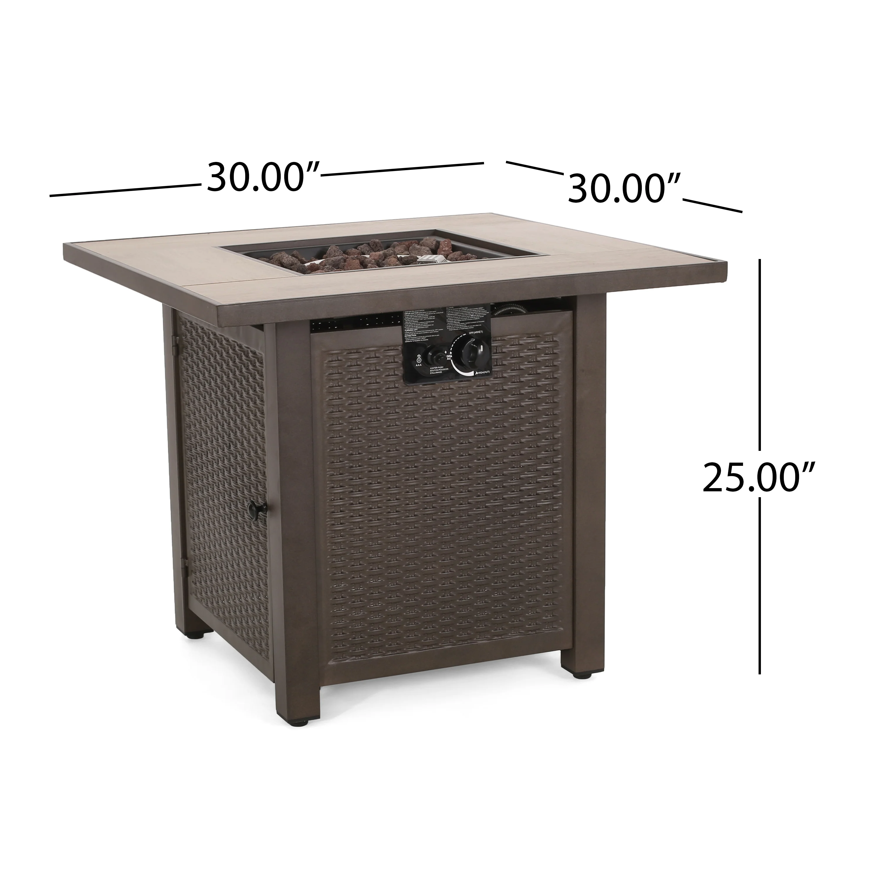 Larry Outdoor 40,000 BTU Iron Square Fire Pit - furnishings
