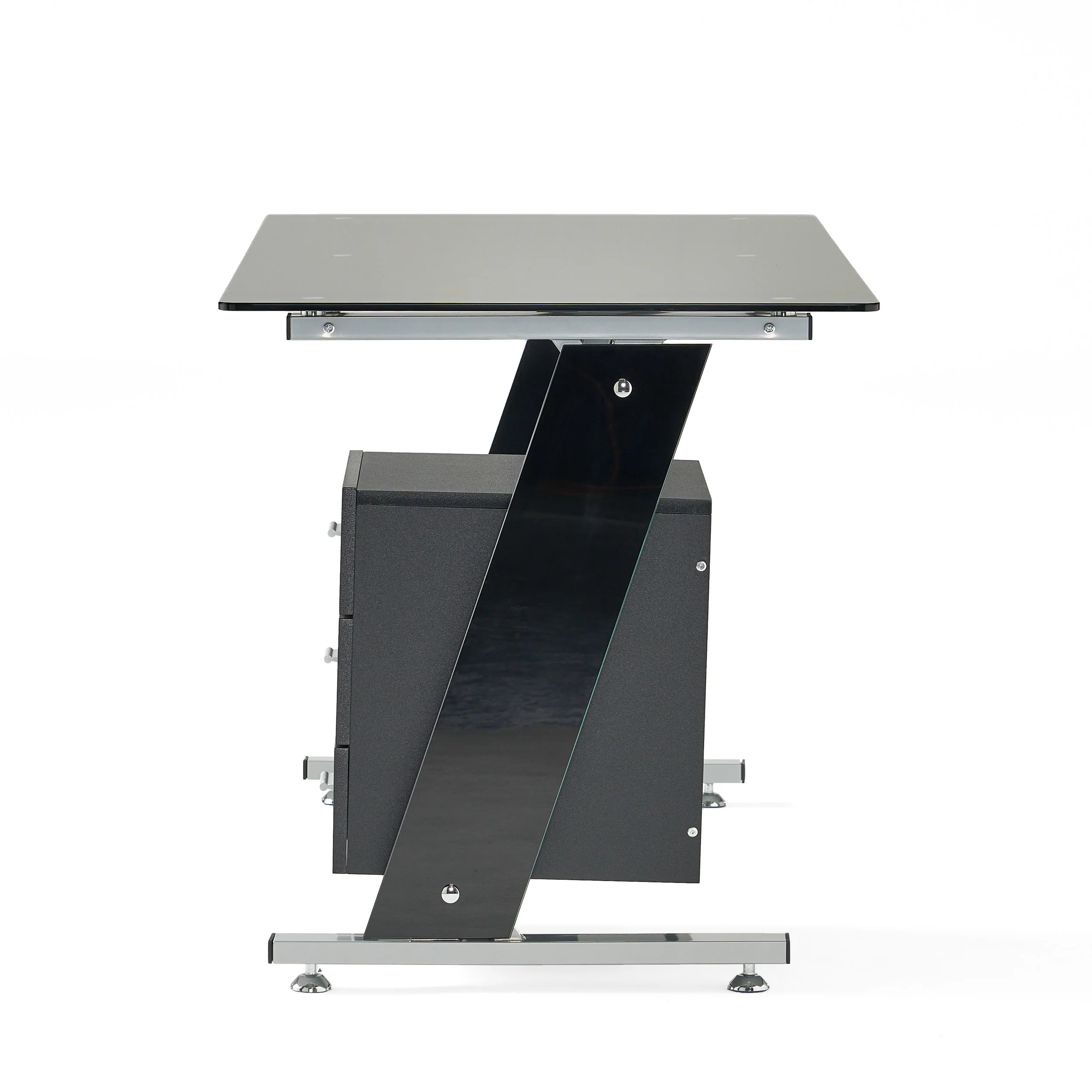 Berlin Modern Tempered Glass Computer Desk with Storage - furnishings