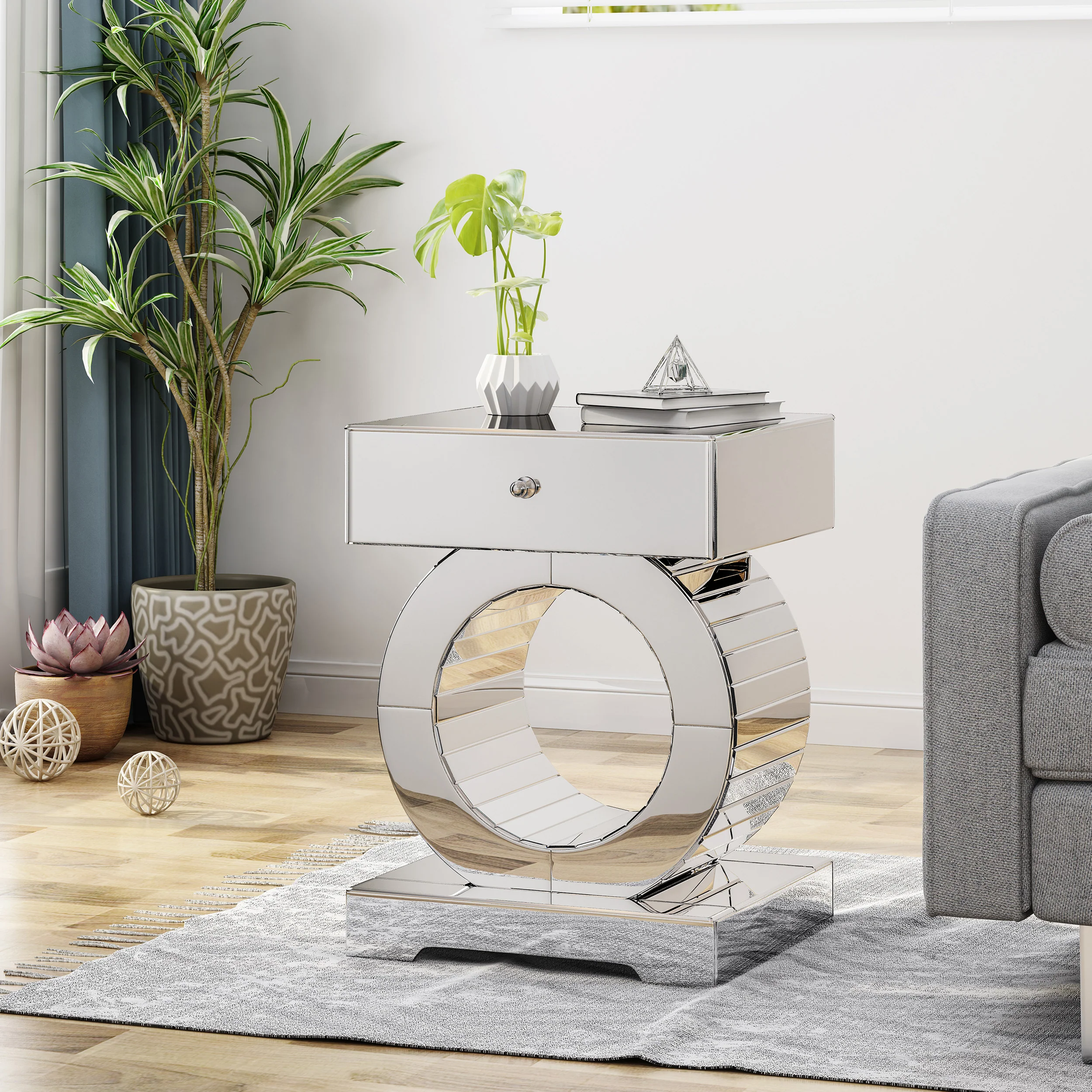 Lance Glam Mirrored Accent Table - furnishings
