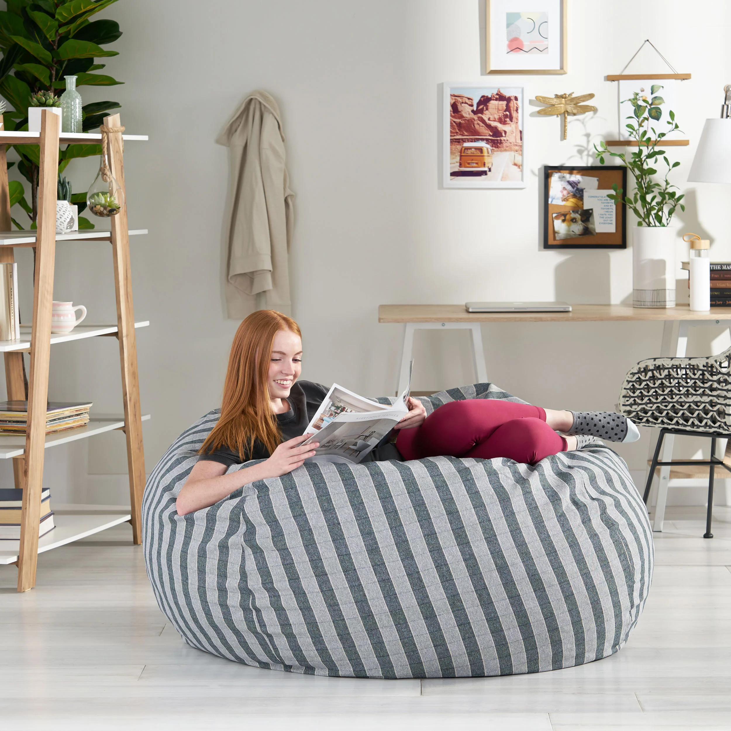 Magnolia Modern 5 Foot Checkered Bean Bag - furnishings