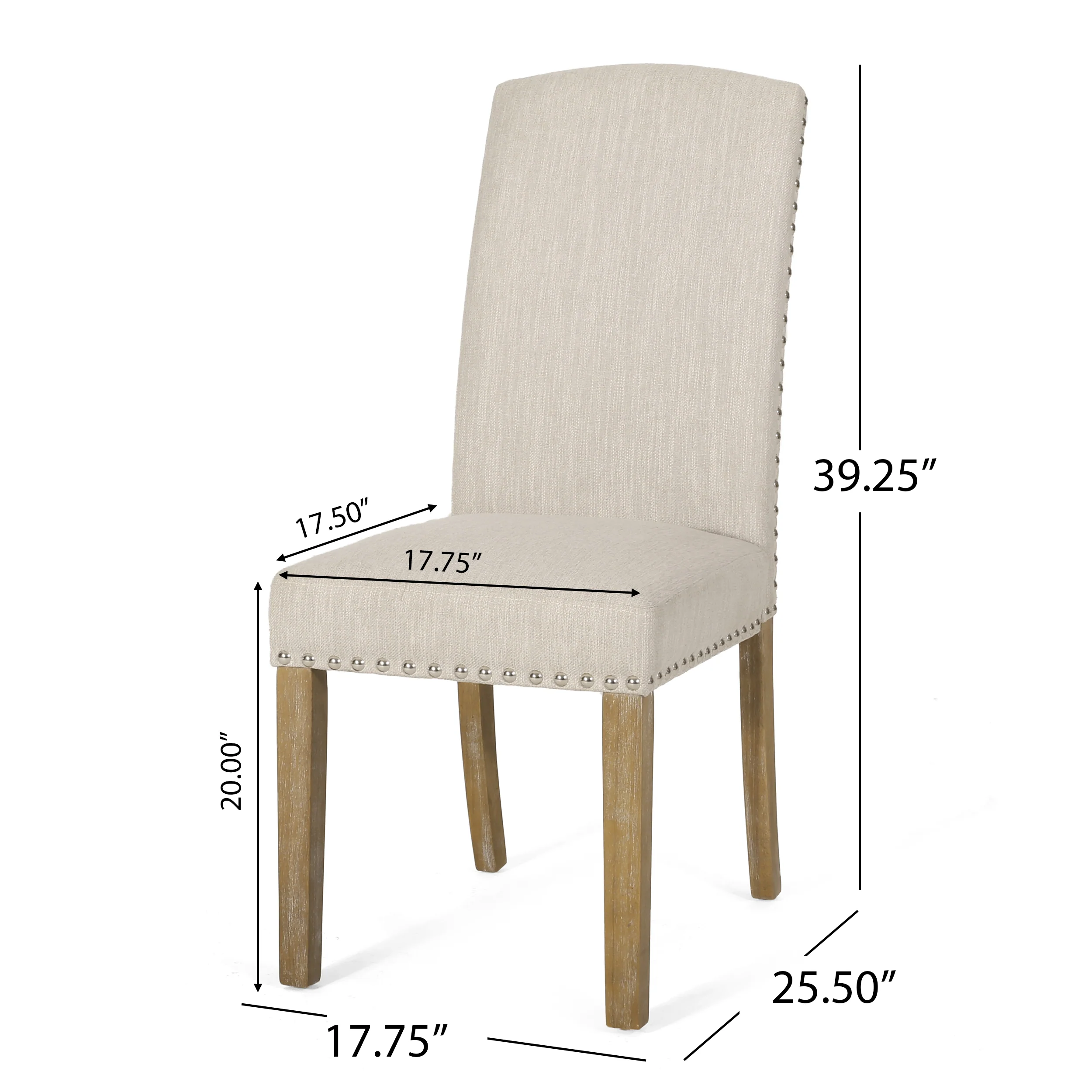 Depue Contemporary Fabric Dining Chair with Nailhead Trim, Set of 2 - furnishings