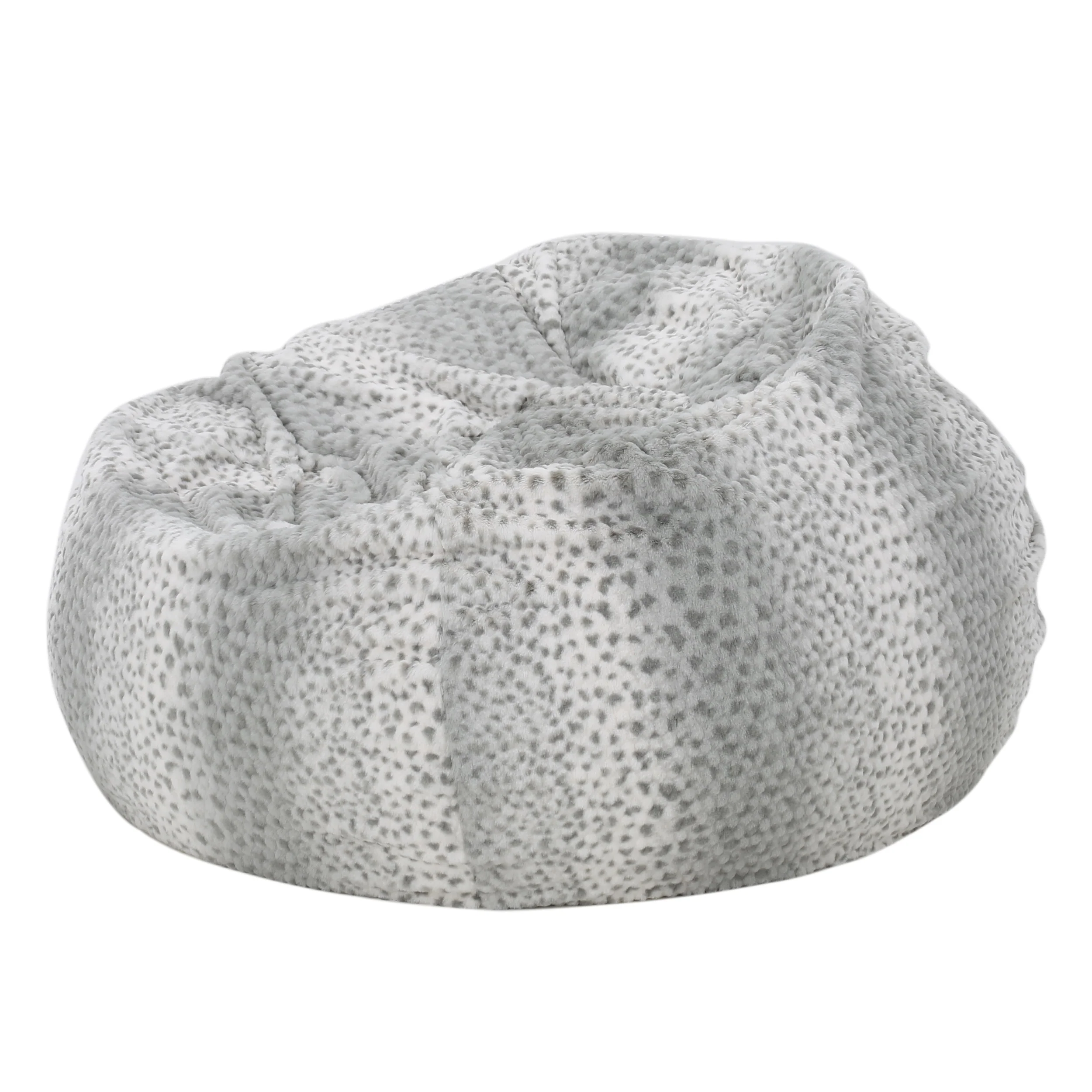 Macedonia Modern Glam 3 Ft Silver Dusk Faux Fur Bean Bag - furnishings