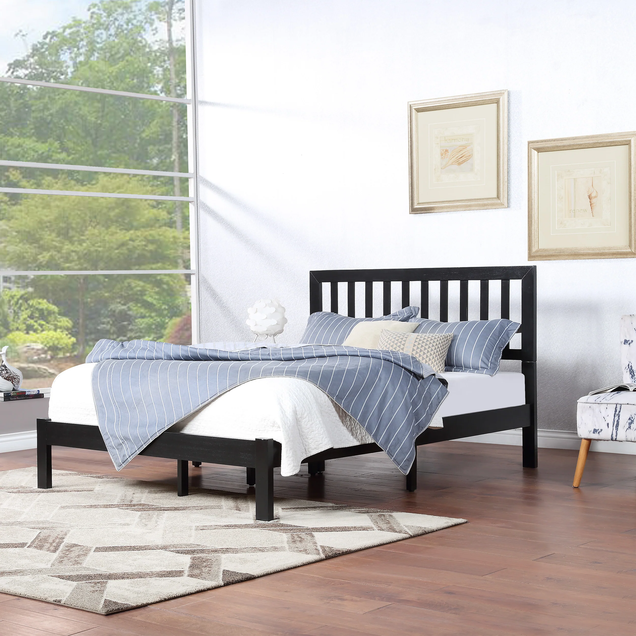 Contessa Modern Farmhouse Acacia Wood Queen Bed Platform - furnishings