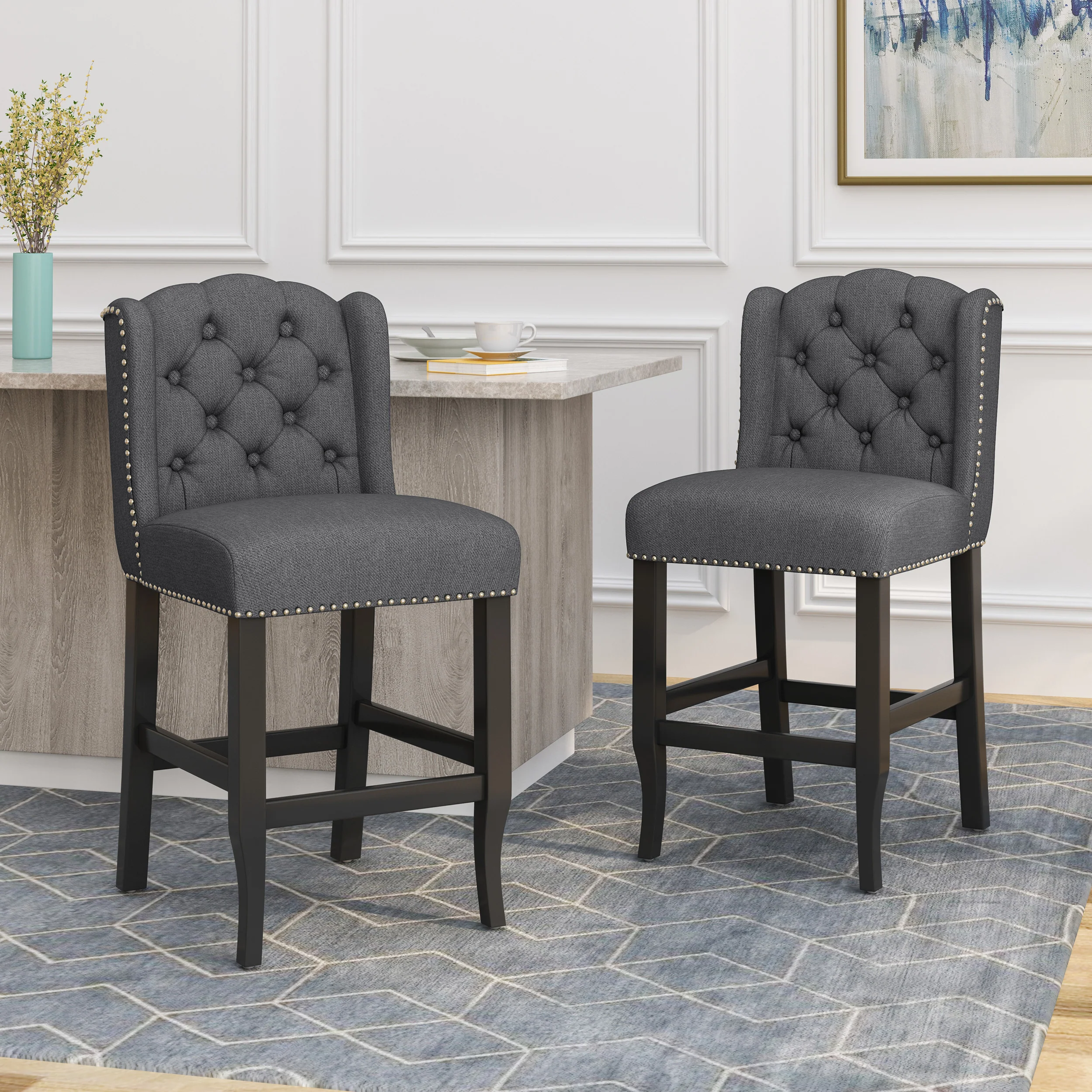 Leisha Wingback Counter Stool (Set of 2) - furnishings