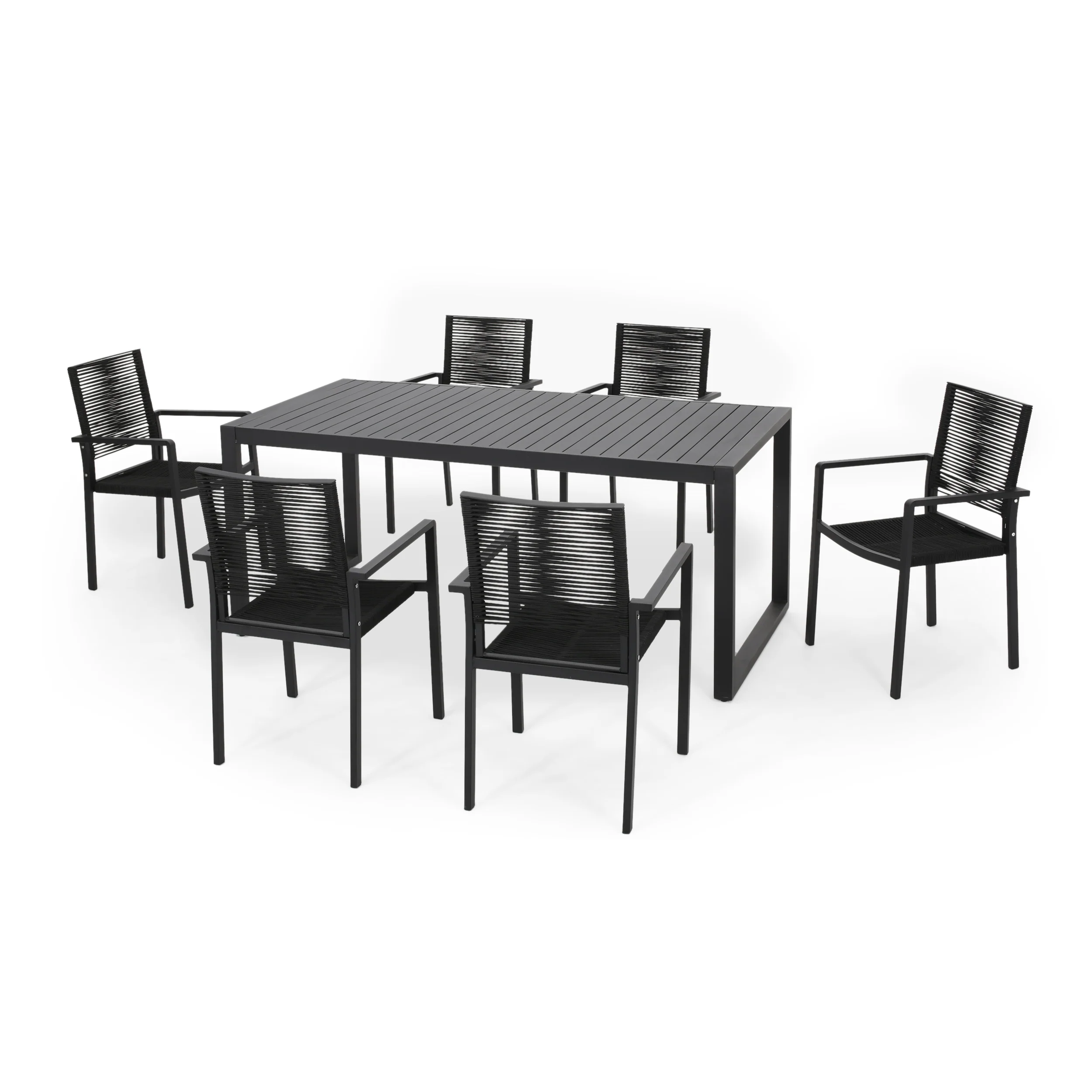 Aicha 6 Seater Aluminum Dining Set - furnishings