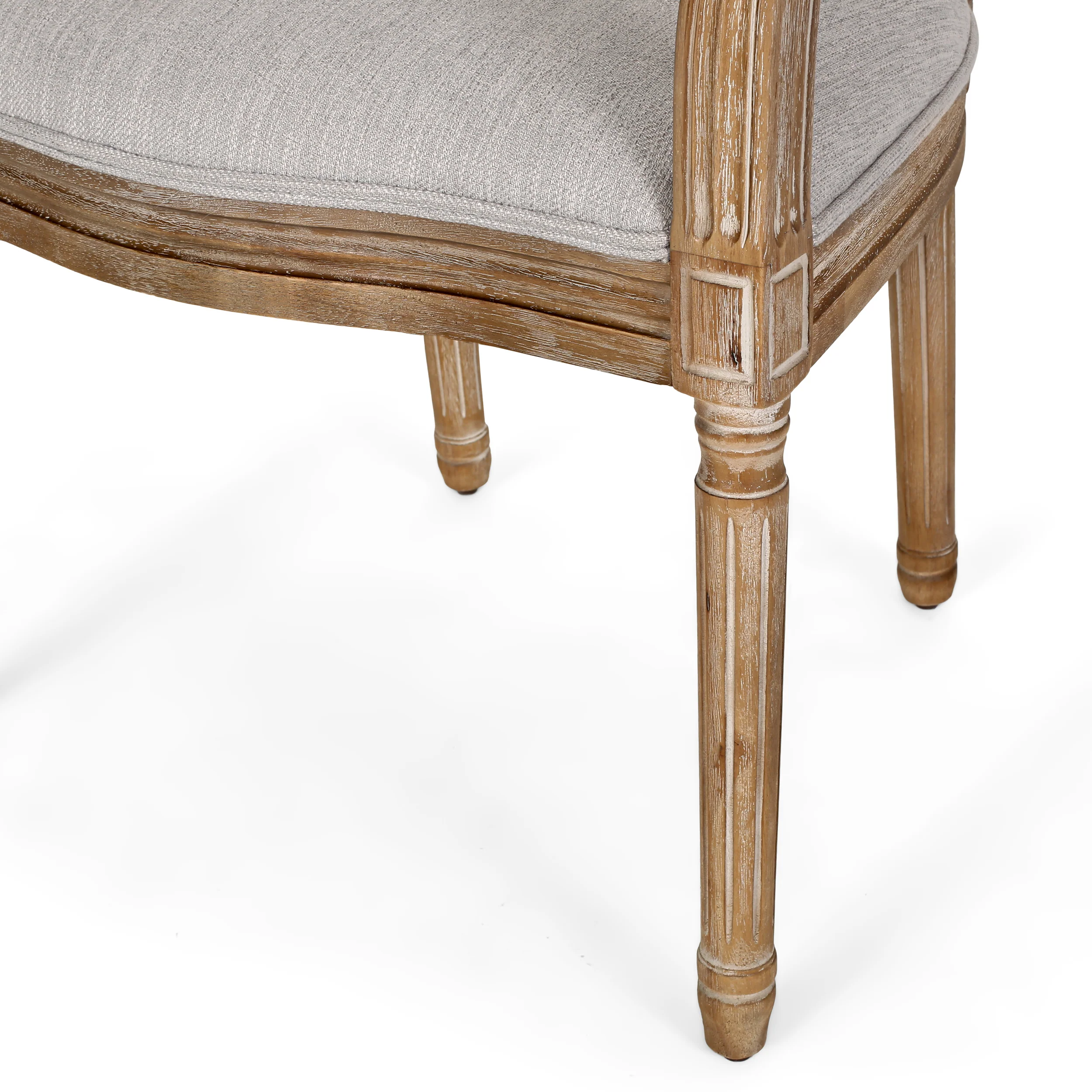 Bryan French Country Fabric Upholstered Wood and Cane 5 Piece Circular Dining Set - furnishings
