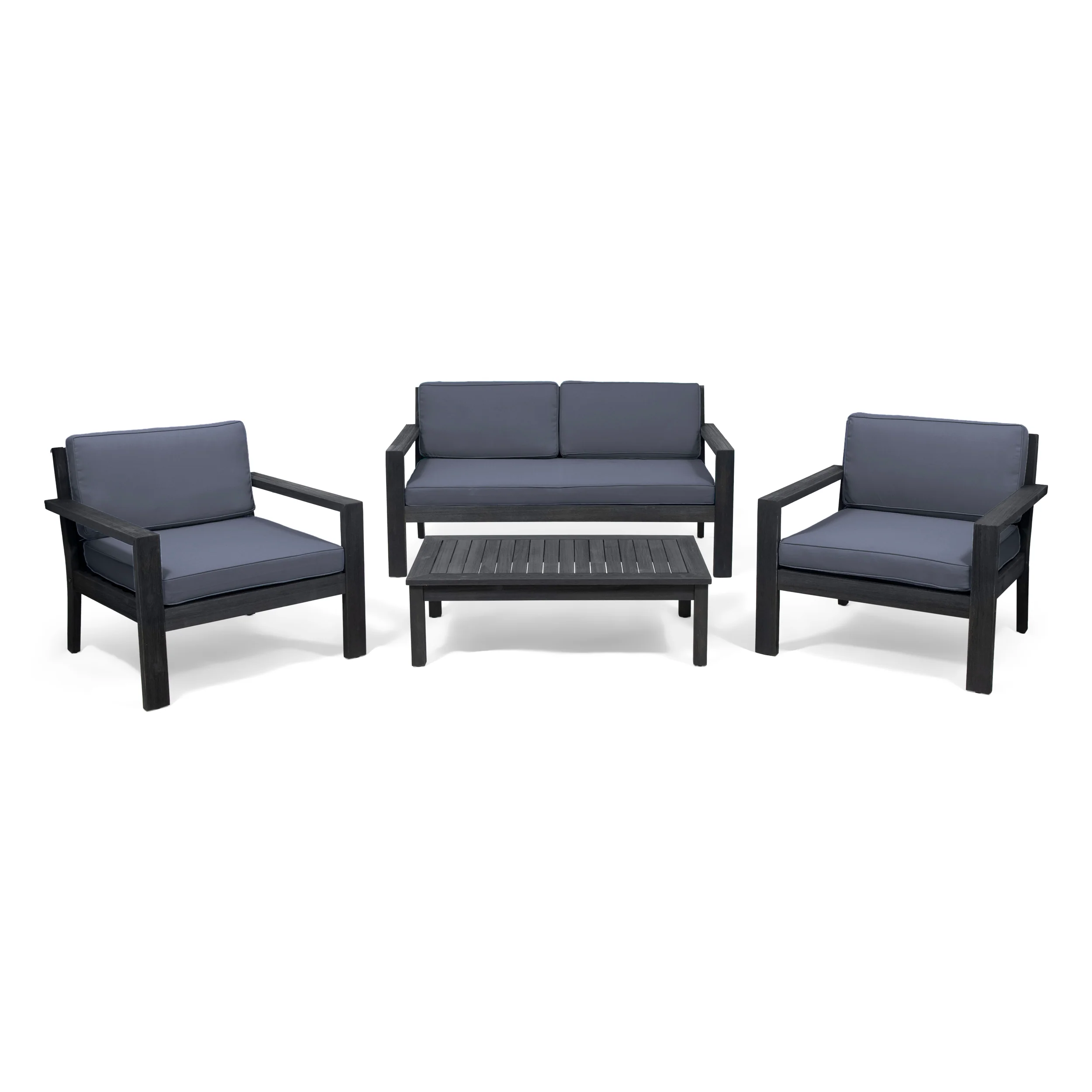 Joanne Outdoor 4 Seater Acacia Wood Chat Set with Cushions - furnishings