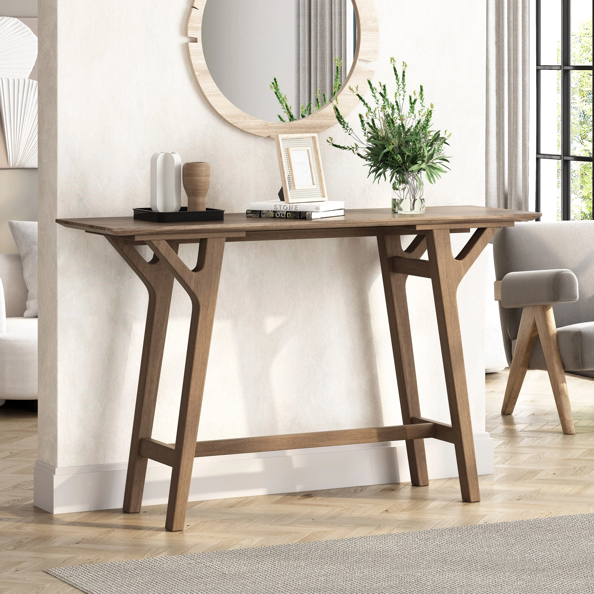 Bascom Mid Century Modern Wooden Console Table - furnishings