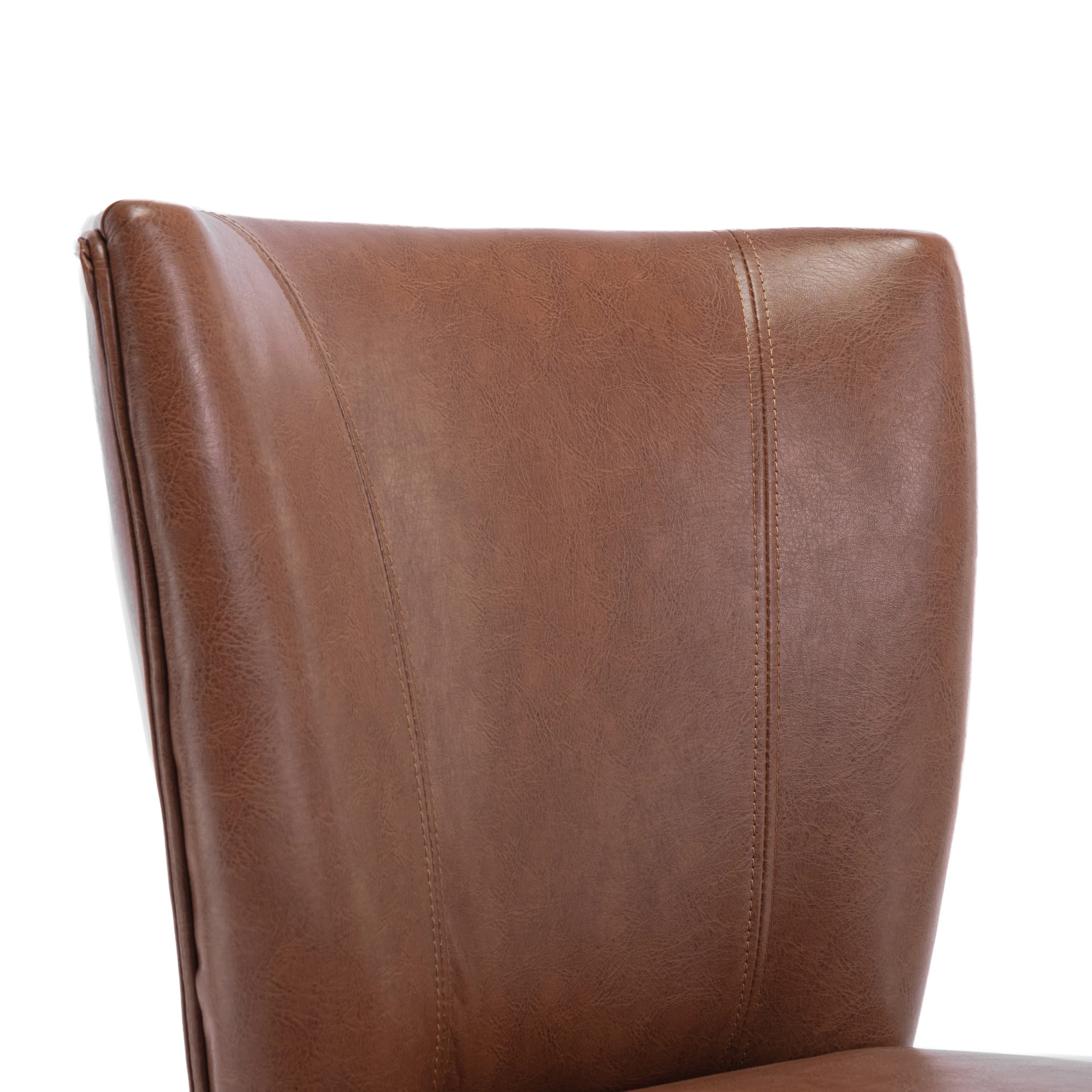 Edenbrook Contemporary Faux Leather Upholstered Dining Chairs, Set of 2, Cognac Brown and Matte Black - furnishings