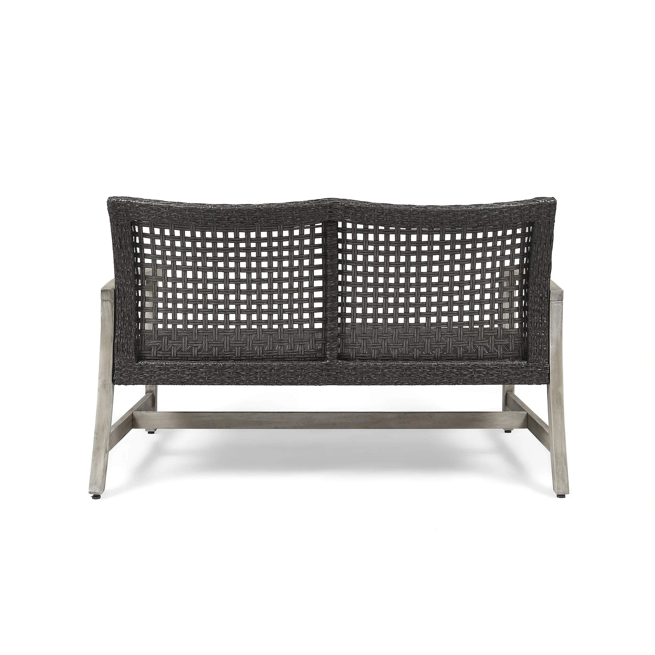 Marcia Outdoor Wood and Wicker Loveseat - furnishings