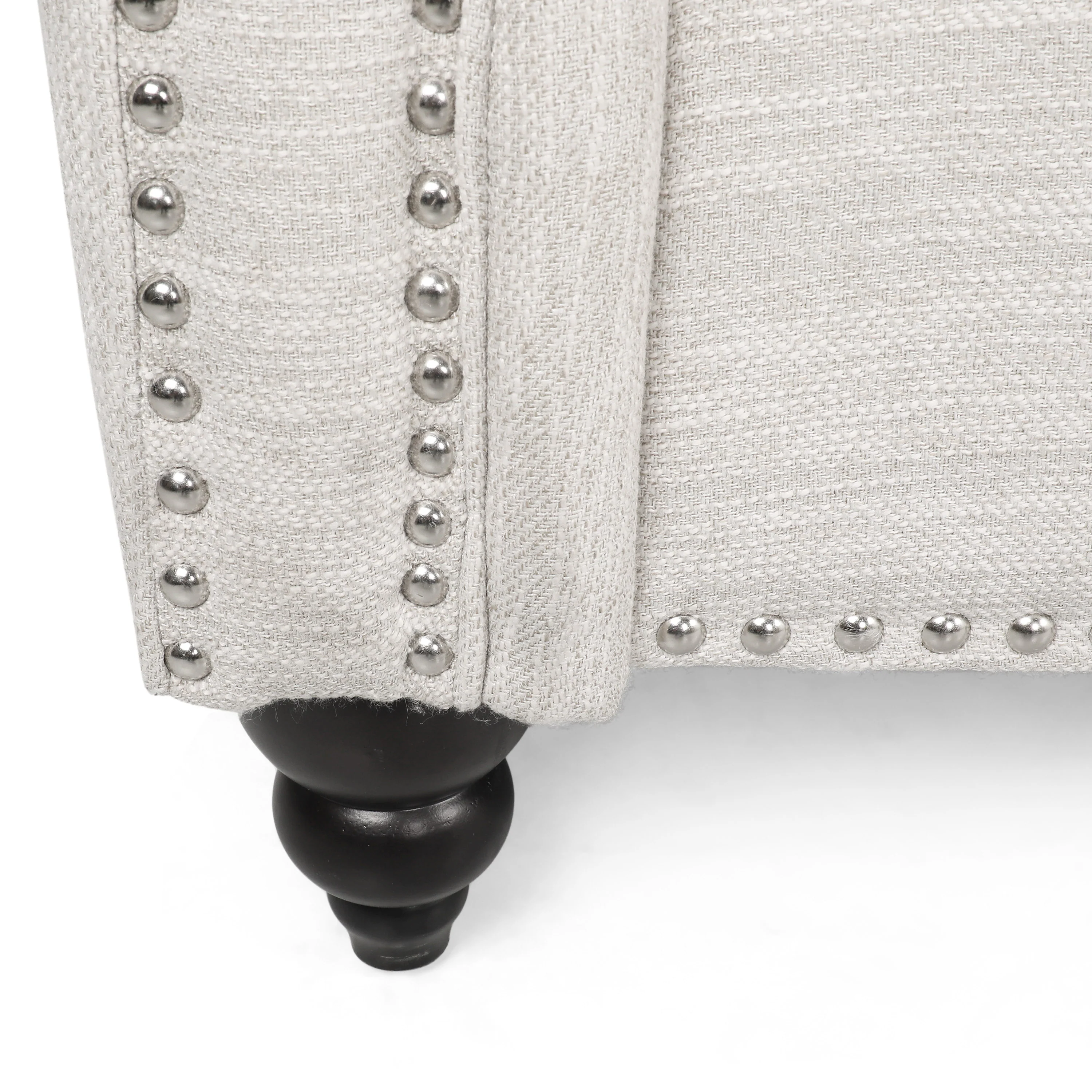 Bonny Contemporary Fabric Pillowback 3 Seater Sofa with Nailhead Trim - furnishings