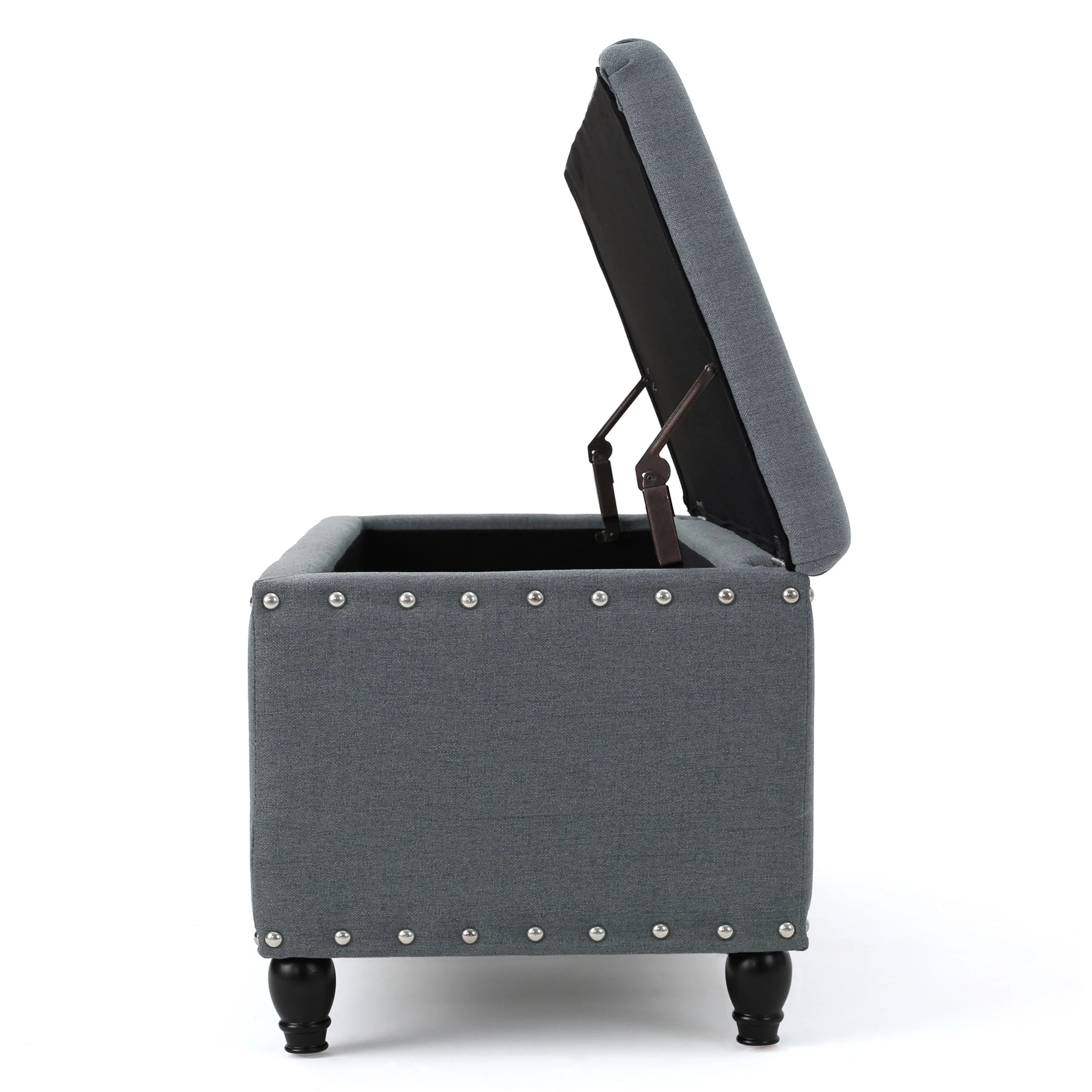 Tatiana Contemporary Fabric Storage Ottoman with Nailhead Trim - furnishings
