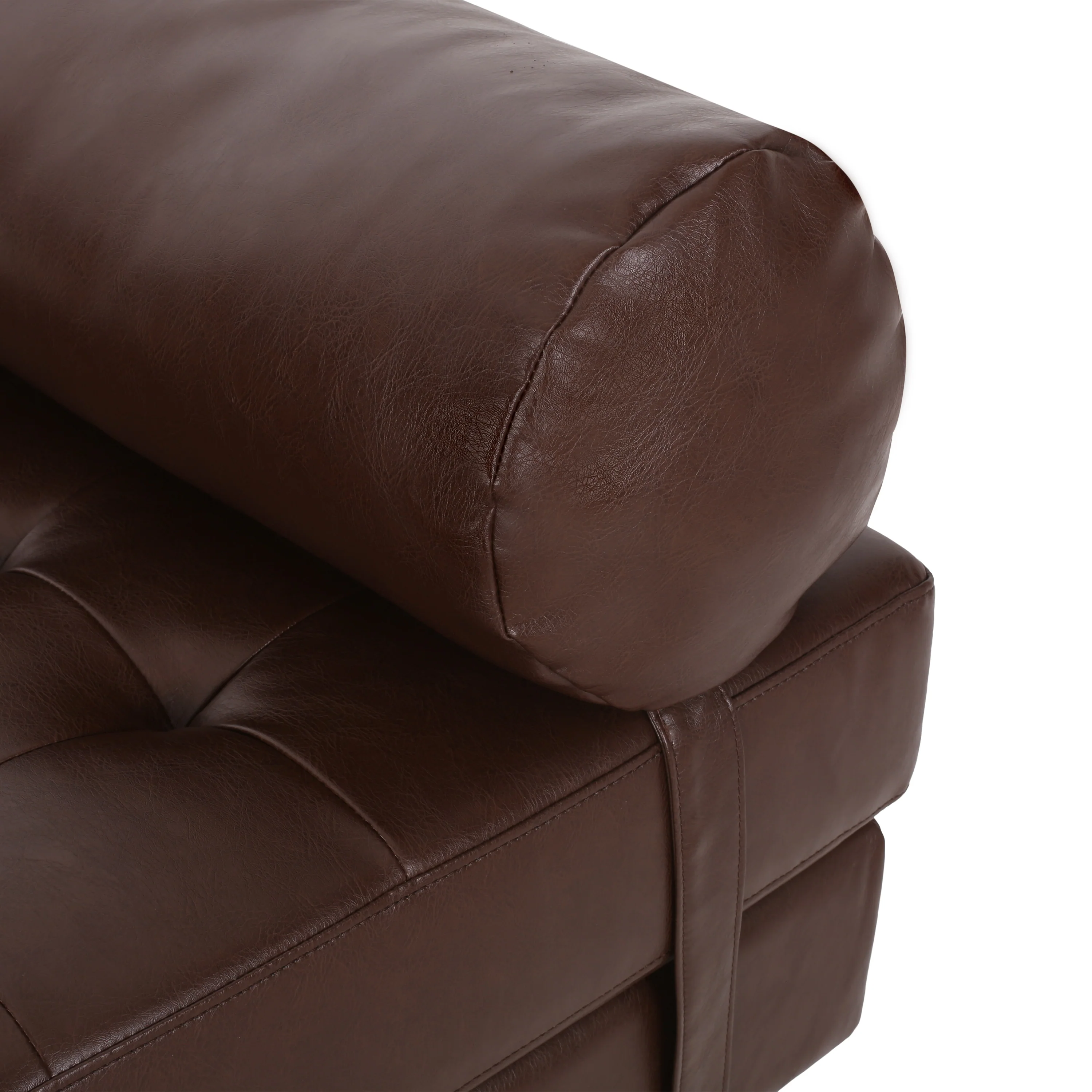 Elkjer Mid Century Modern Faux Leather Tufted Chaise Lounge with Bolster Pillow - furnishings