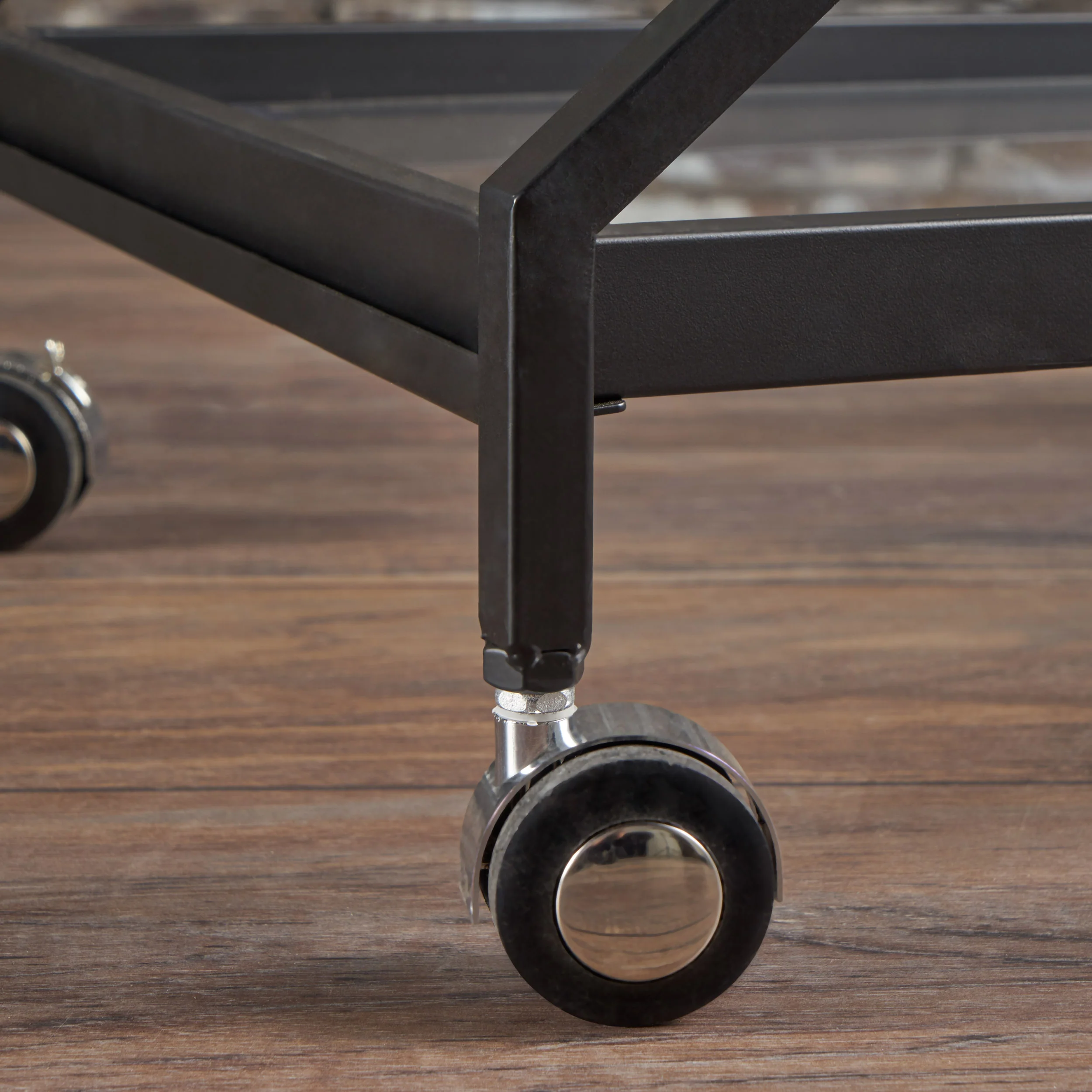 Sheri Modern Tempered Glass Black Iron Bar Cart - furnishings