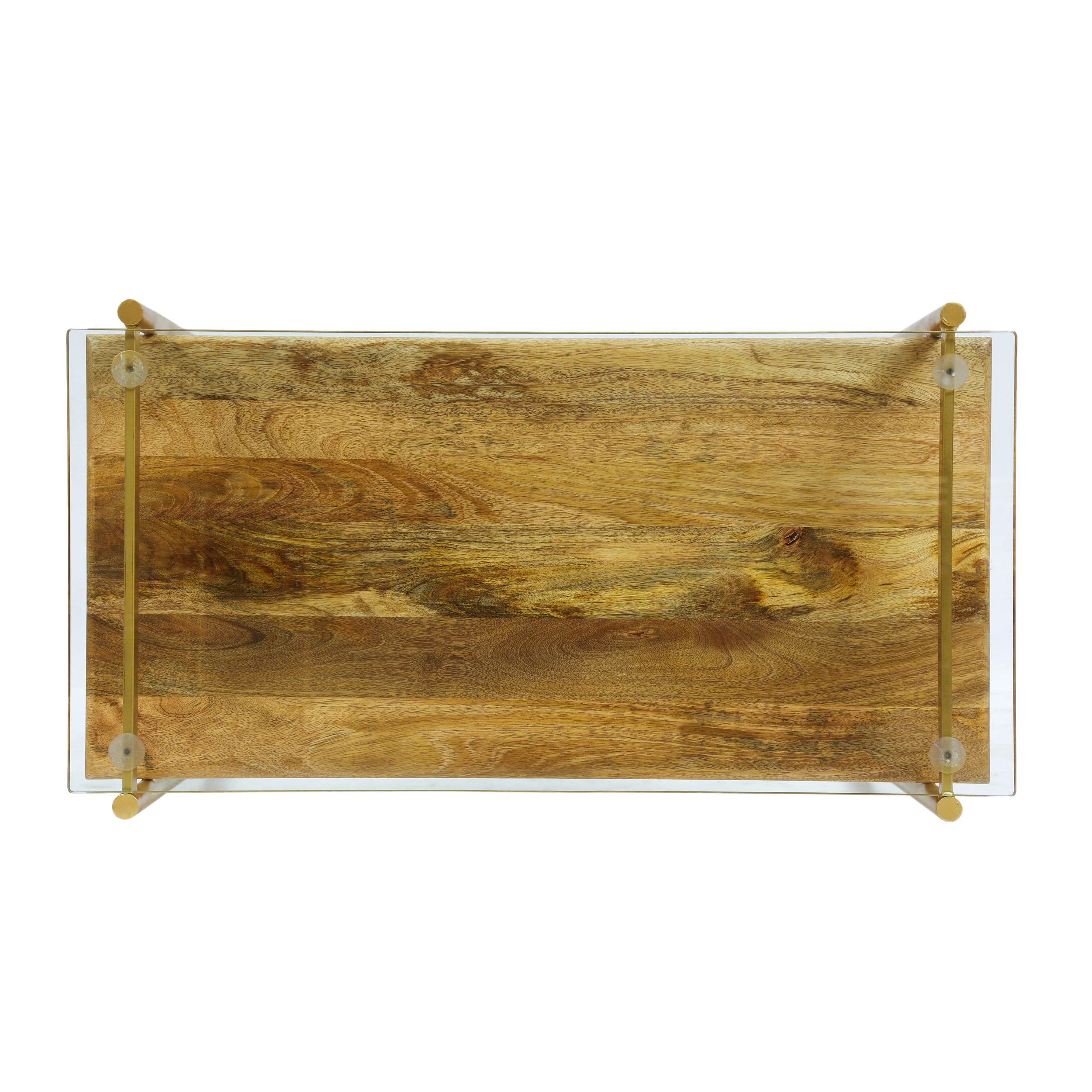 Adena Rustic Glam Handmade Glass Top Console Table, Honey Brown and Gold - furnishings
