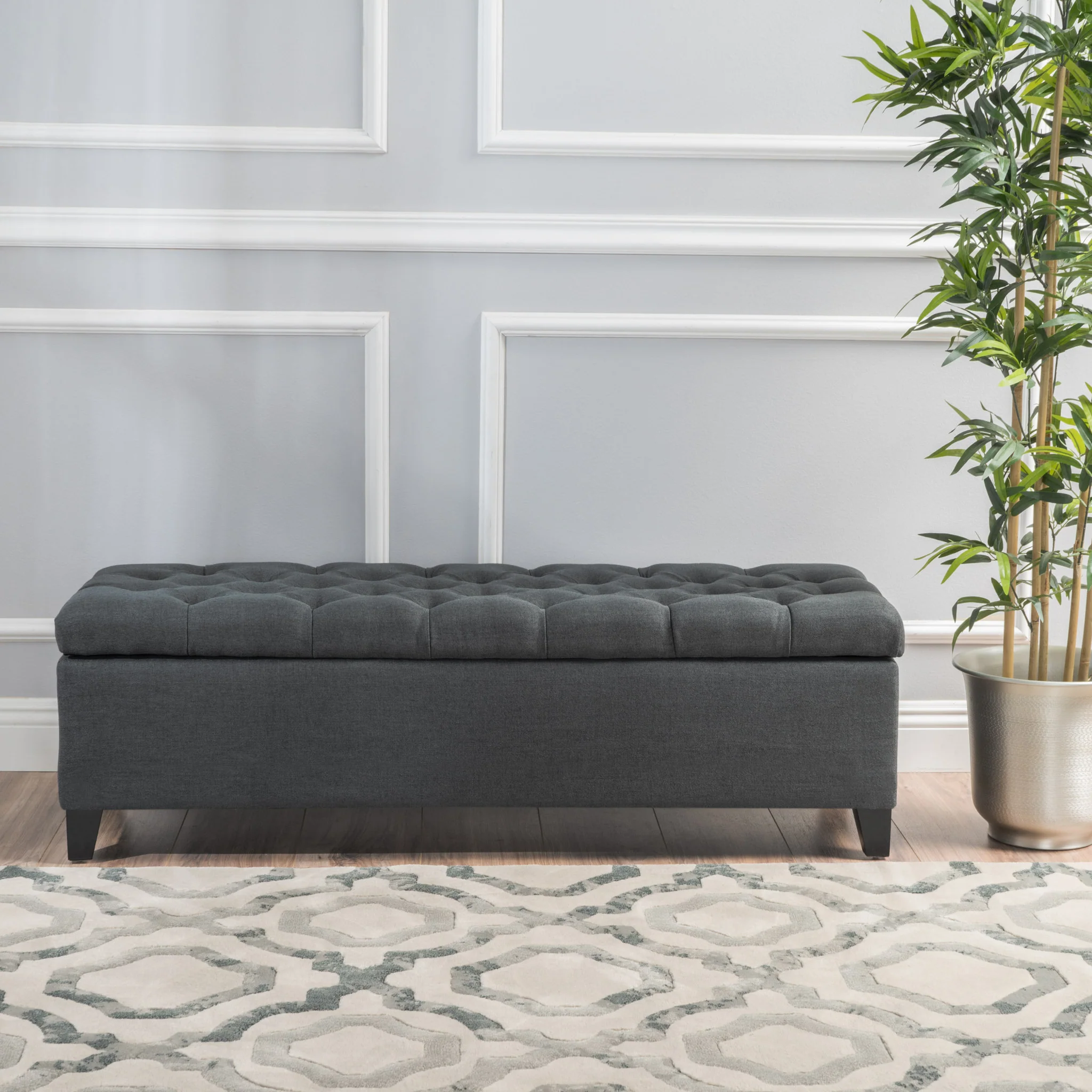 Molle Contemporary Button-Tufted Fabric Storage Ottoman Bench - furnishings