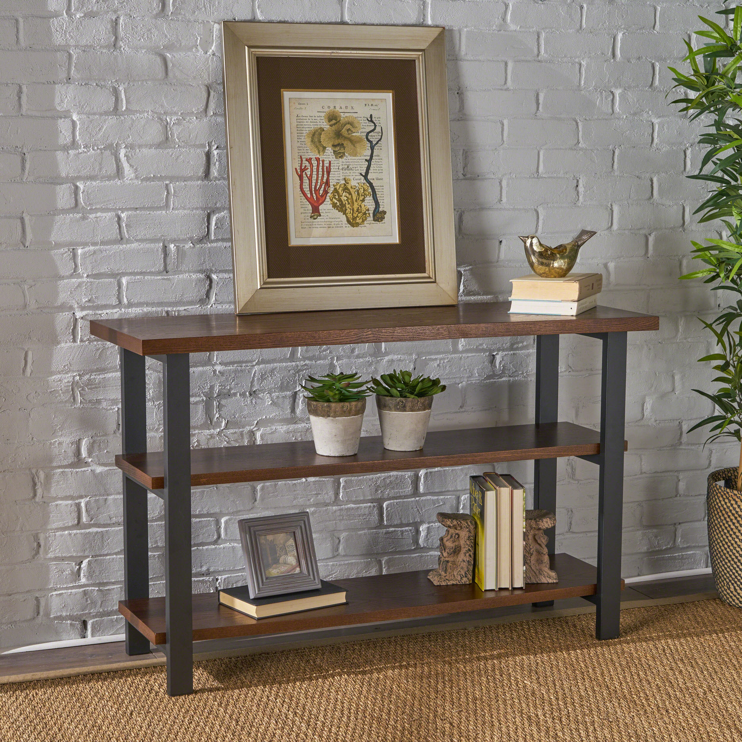 Ferdinand Modern Industrial 2 Shelf Console Table - furnishings